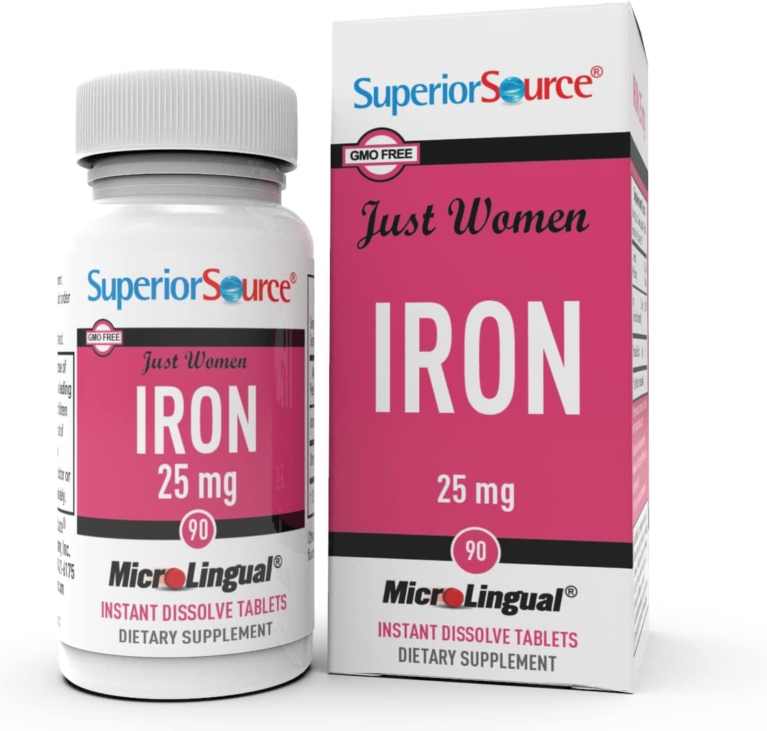 Highly Absorbable Iron Supplement for Women - 25 mg Under the Tongue Tablets, 90 Count, Supports Red Blood Cell Formation, Non-GMO