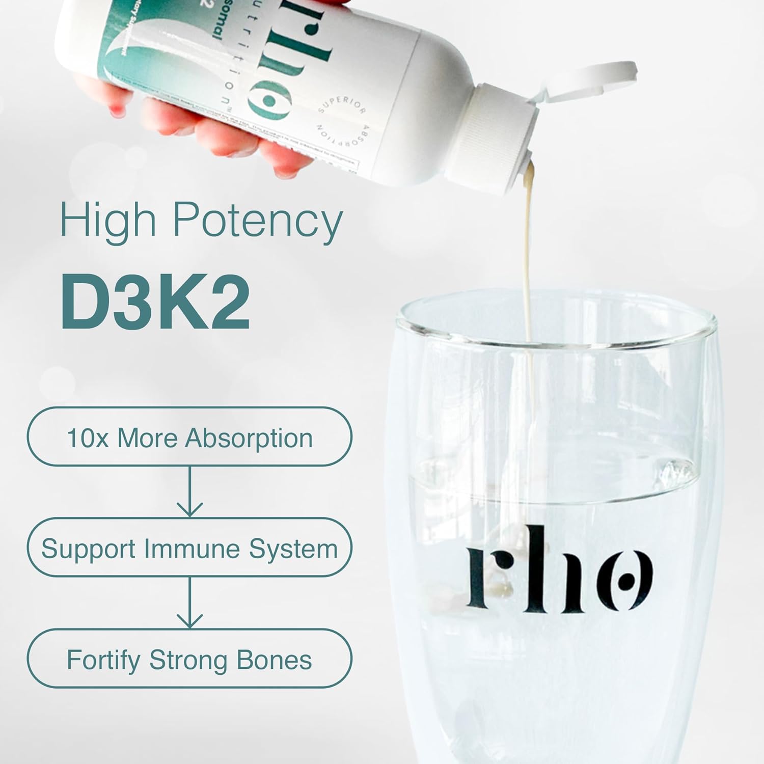 Highly Absorbable Liposomal D3K2 Liquid Vitamin Supplement for Immune Support, Bone Health, and Heart Health