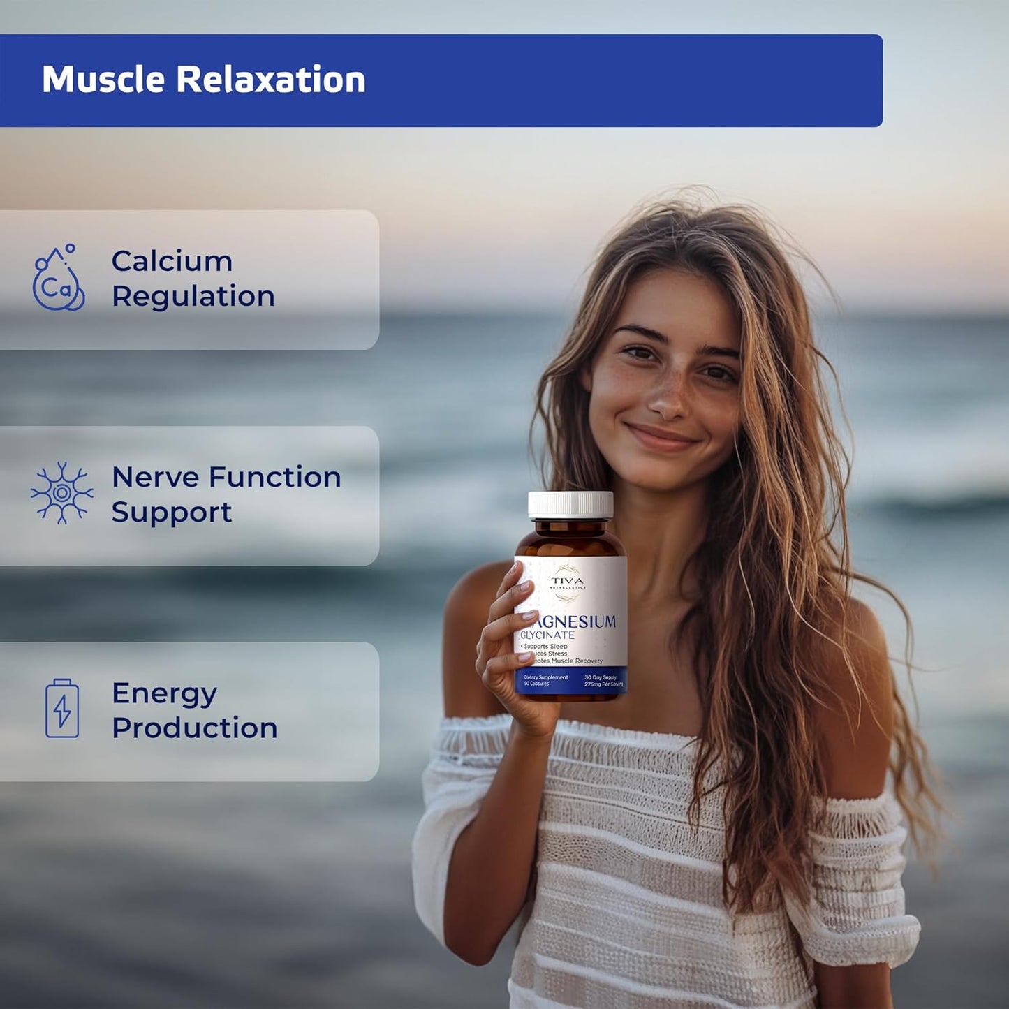 Highly Absorbable Magnesium Glycinate Capsules for Sleep, Muscle Relaxation, and Heart Health - Chelated Complex for Energy and Bone Support - 90 Count