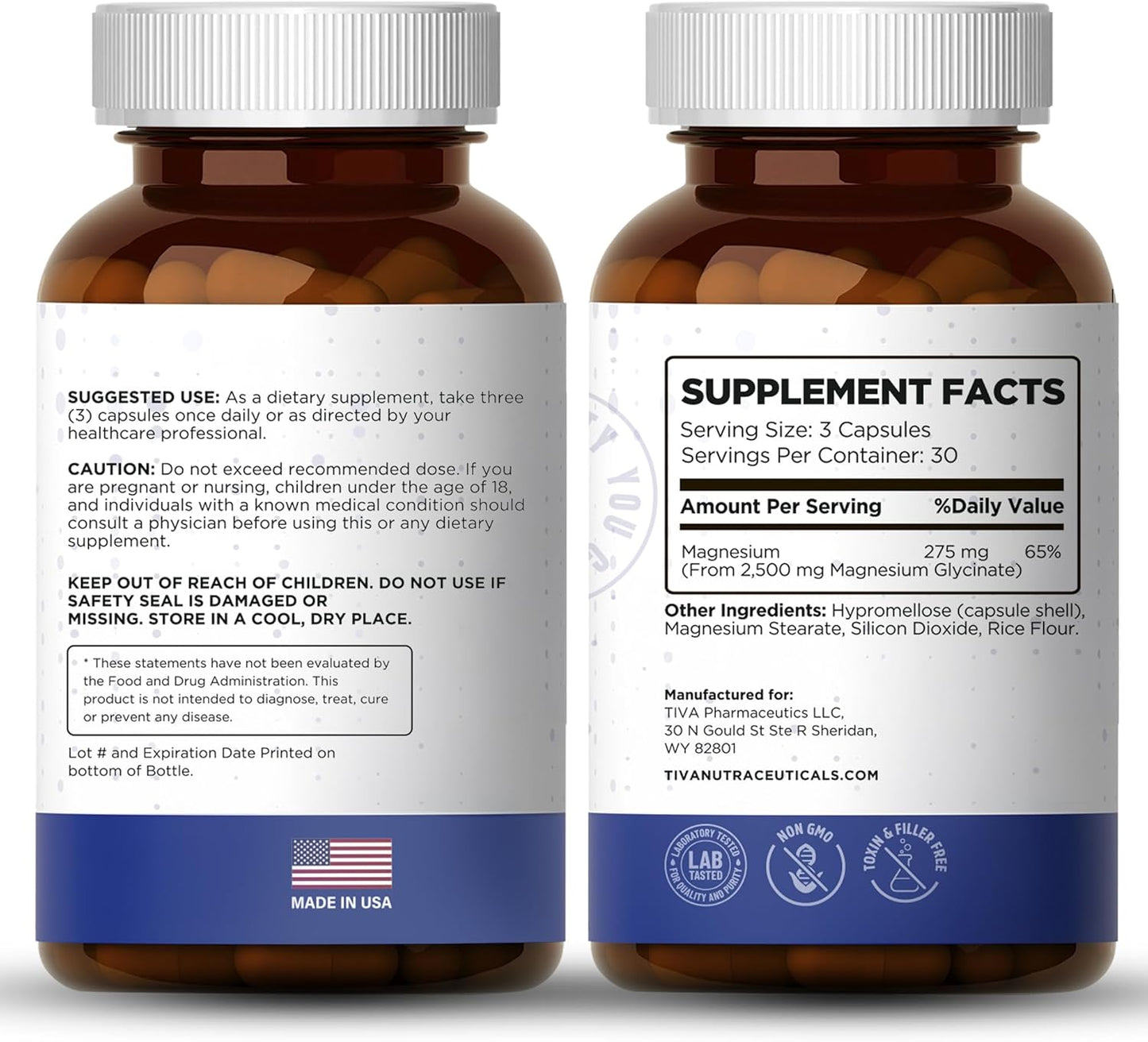 Highly Absorbable Magnesium Glycinate Capsules for Sleep, Muscle Relaxation, and Heart Health - Chelated Complex for Energy and Bone Support - 90 Count