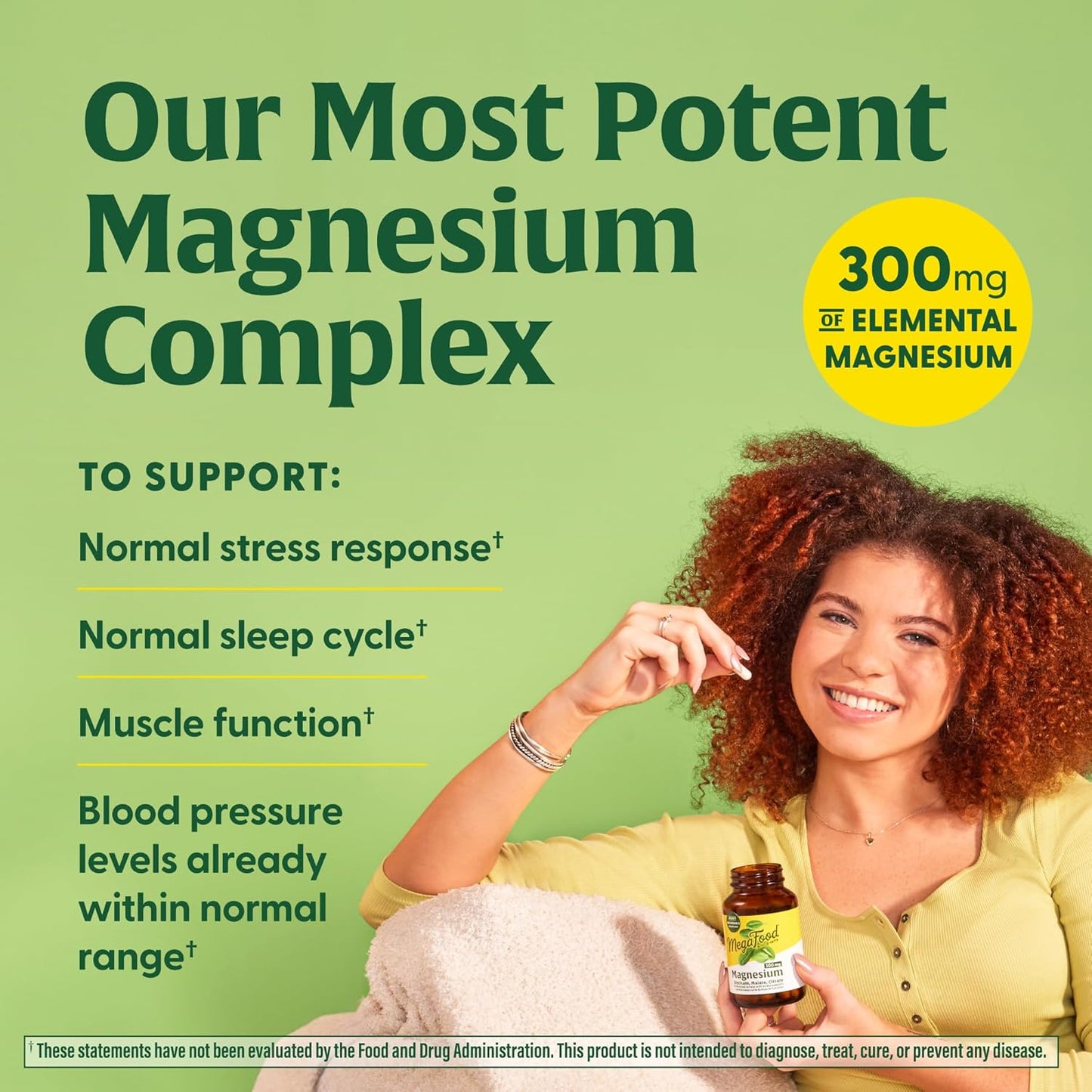 Highly Absorbable MegaFood Magnesium 300mg Capsules - Supports Heart, Nerve Health & Relaxation - Blend of Magnesium Glycinate, Citrate, Malate - 60 Caps (30 Servings)