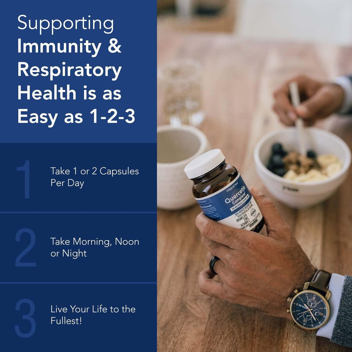 Highly Absorbable Quercetin Phytosome with Bromelain, Zinc & Vitamin C - 60 Capsules - Clinically Proven & Patented Formula by Triquetra Health