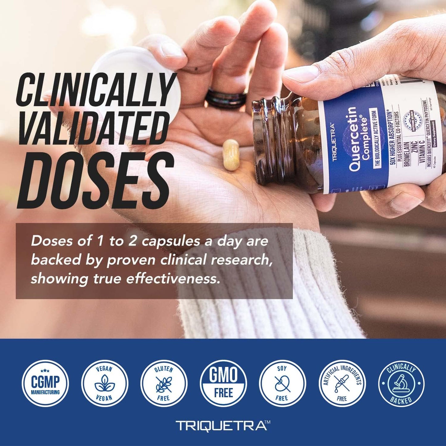 Highly Absorbable Quercetin Phytosome with Bromelain, Zinc & Vitamin C - 60 Capsules - Clinically Proven & Patented Formula by Triquetra Health