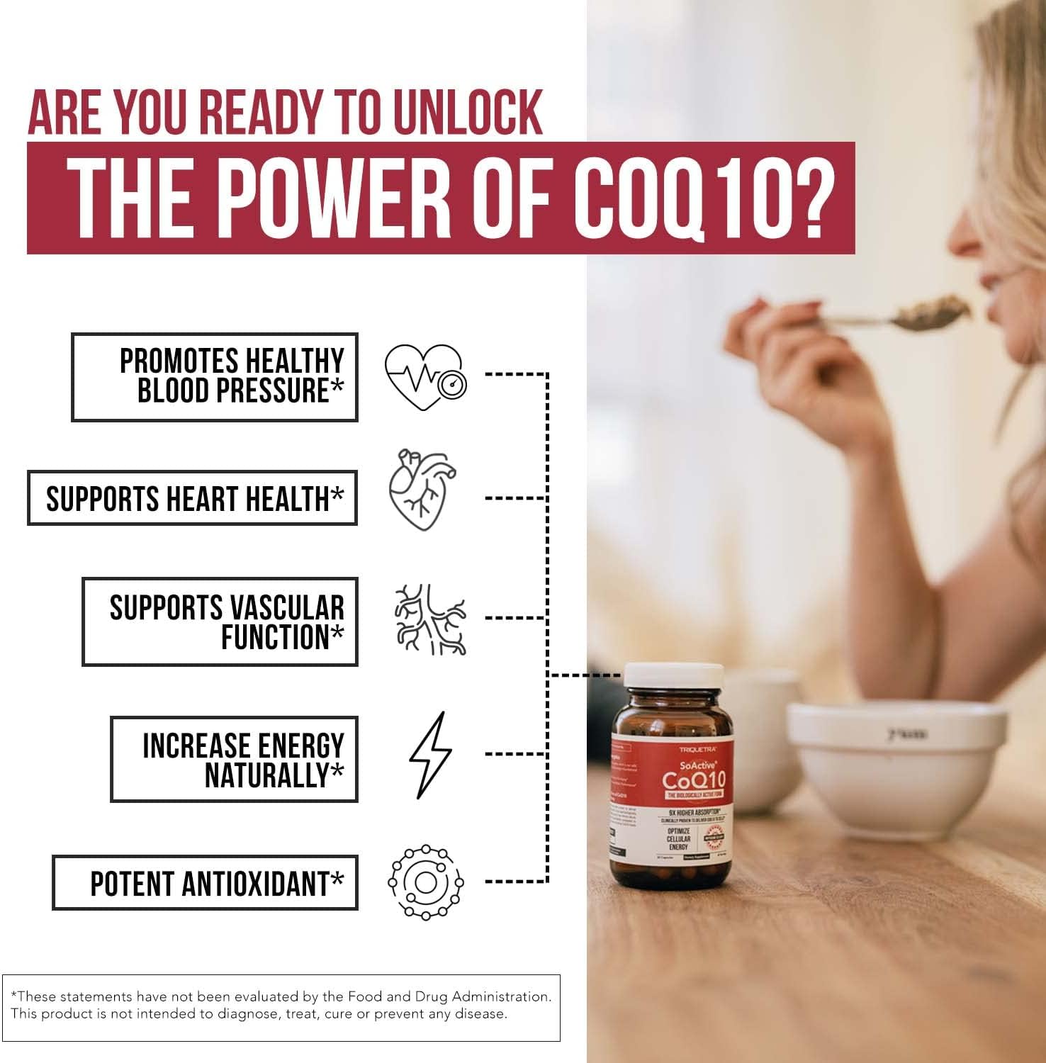 Highly Absorbable Triquetra Health SoActive CoQ10® 250 mg Capsules for Cellular Energy Production - Enhanced CoQ10 Phytosome Formula (60 Count)