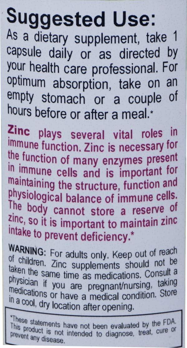 Highly Absorbable Zinc Bisglycinate Chelate 50mg Capsules for Immune Support - 90 Vegan Capsules with No Preservatives