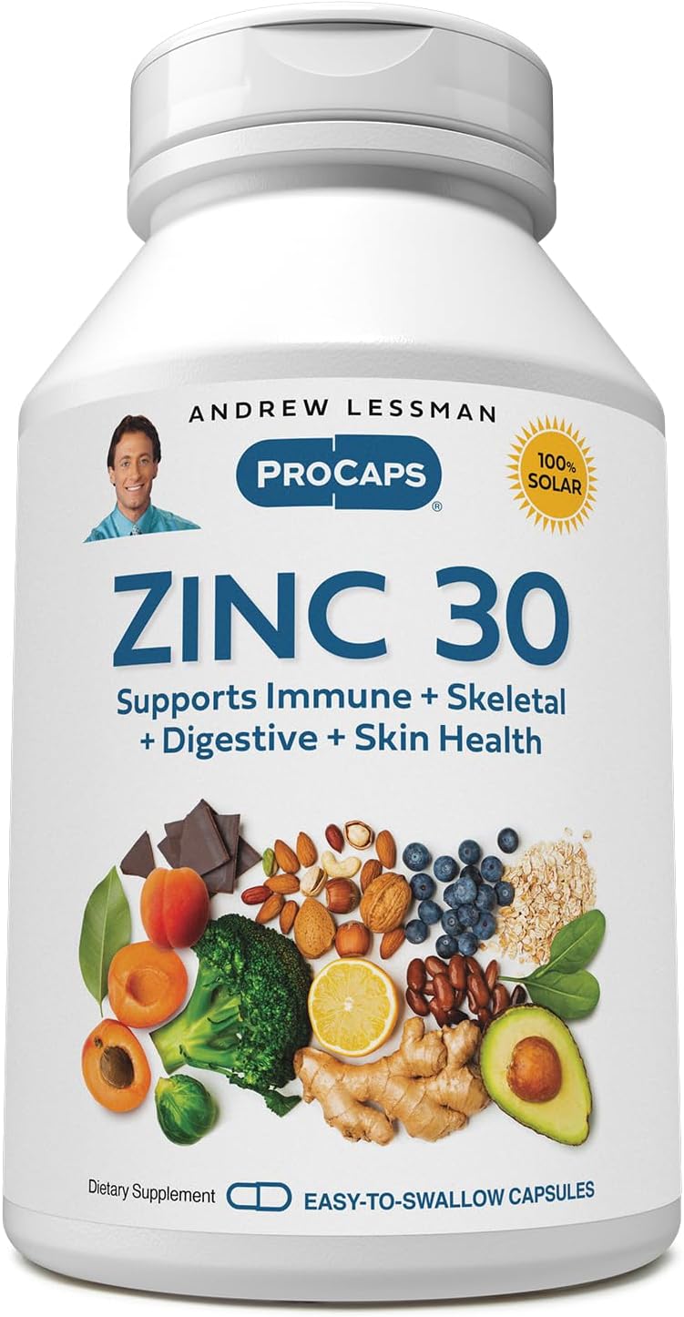 Highly Absorbable Zinc Citrate Capsules, Supports Immune, Skeletal, Digestive & Skin Health - No Additives, Small & Easy to Swallow