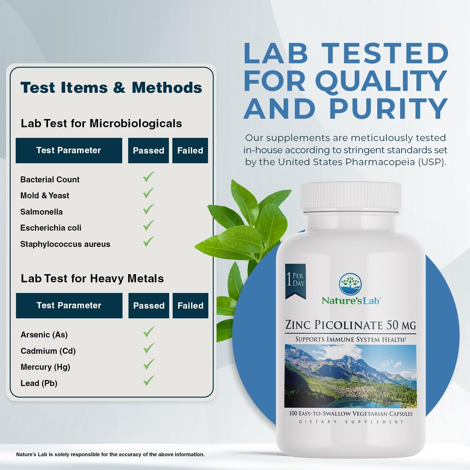 Highly Absorbable Zinc Picolinate Supplement 50mg - 100 Capsules (3 Month Supply) by Nature's Lab