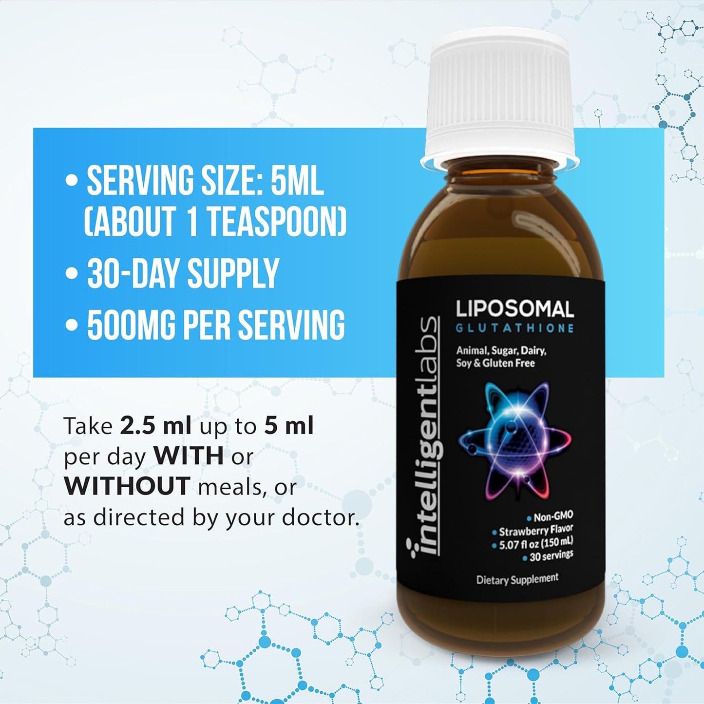 Highly Advanced Liposomal Glutathione Liquid Supplement - 500MG per Serving Organic Antioxidant with Reduced Setria - 30 Servings