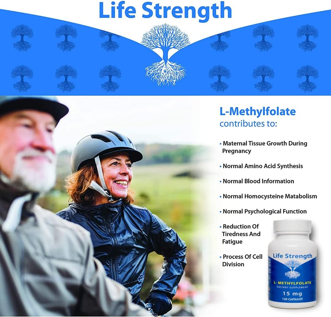 Highly Bioactive L-Methylfolate 15 MG Capsules - Mood & Immune Support - Natural Energy Supplement - Non-GMO & Gluten-Free - 120 Count