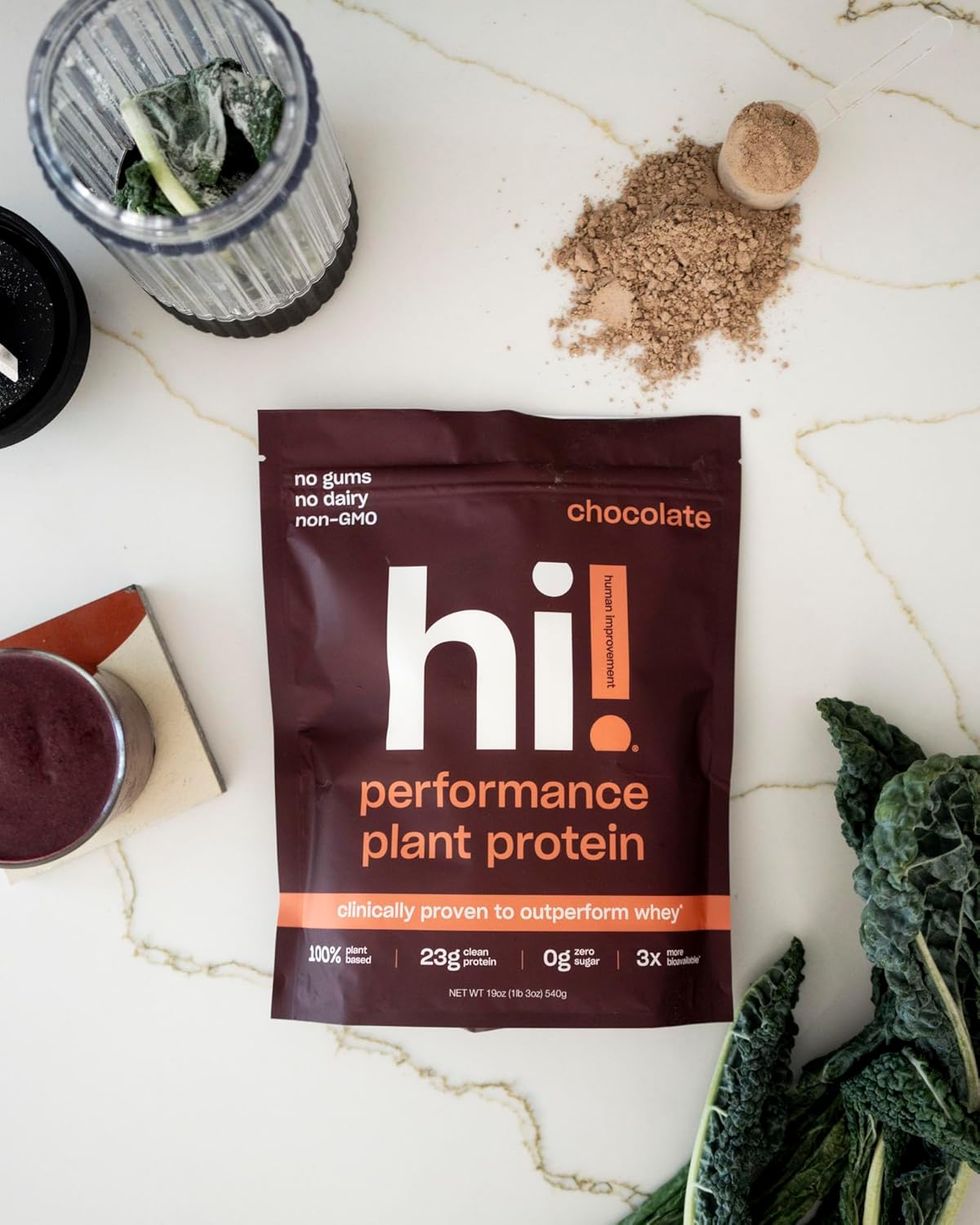 Highly Bioavailable Chocolate Plant Protein Powder for Lean Muscle Support - Vegan, Gluten Free, Dairy Free - 1.2lb