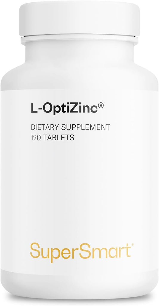 Highly Bioavailable L-OptiZinc 30mg Daily Supplement - Zinc Methionine Tablets - Patented Formula with Natural Sweet Taste - Non-GMO & Gluten Free - 120 Count