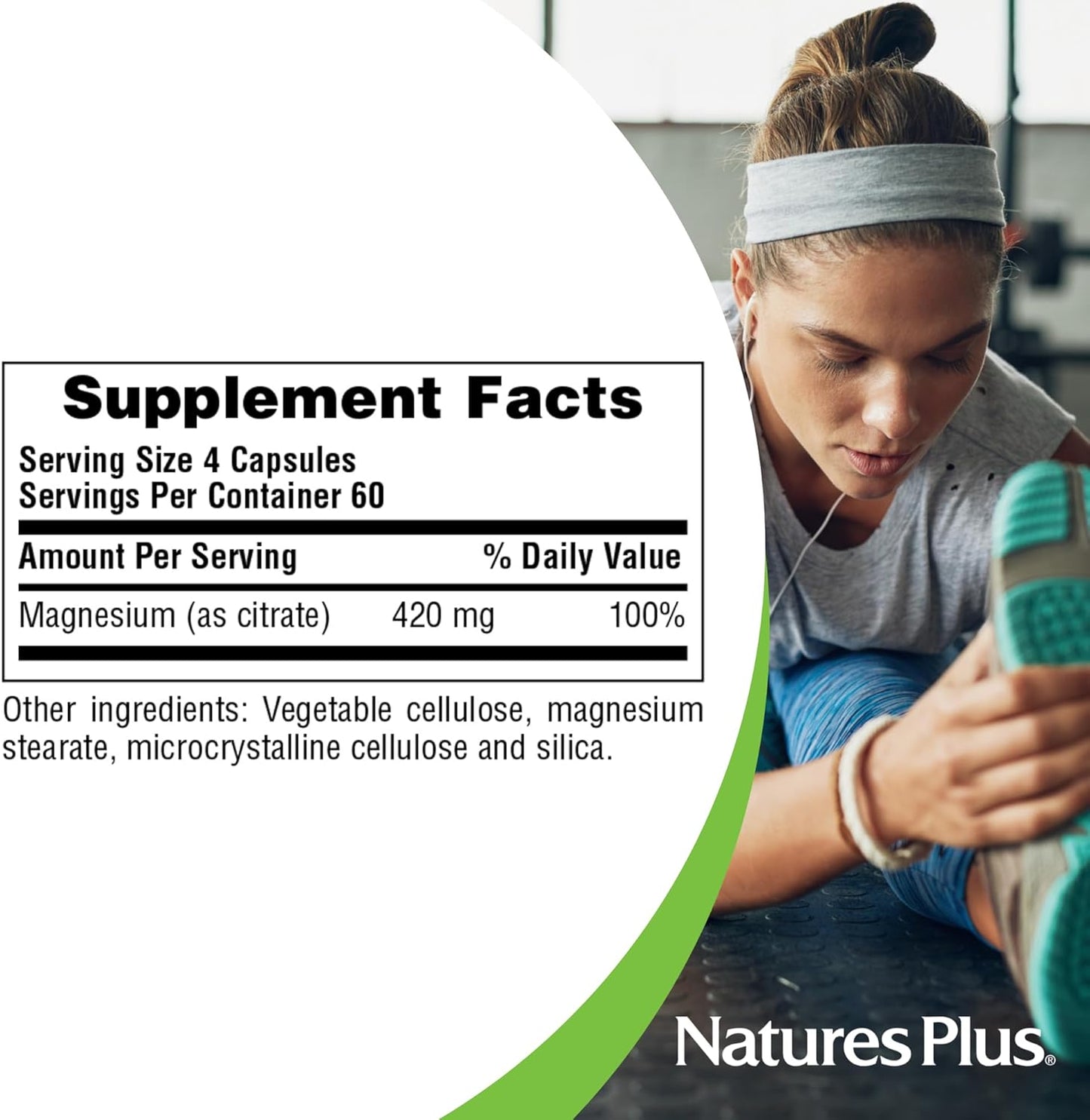 Highly Bioavailable Magnesium Citrate Capsules - Natures Plus KalmAssure - 240 Vegan Capsules - Supports Nerve & Muscle Relaxation - 60 Servings