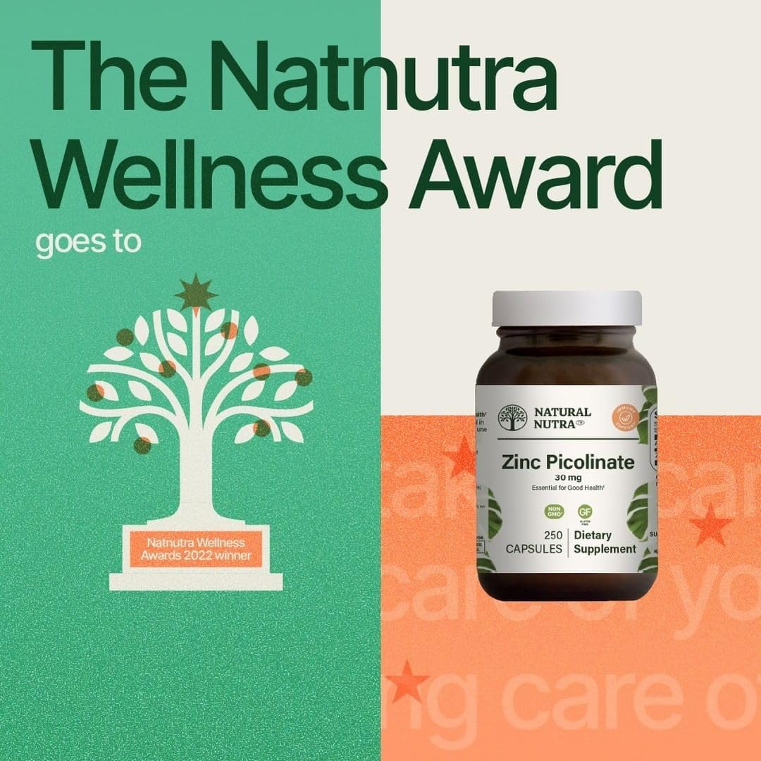 Highly Bioavailable Natural Nutra Zinc Picolinate 30mg Capsules for Growth, Immune Support, Skin Health, Metabolic System - 100 Count