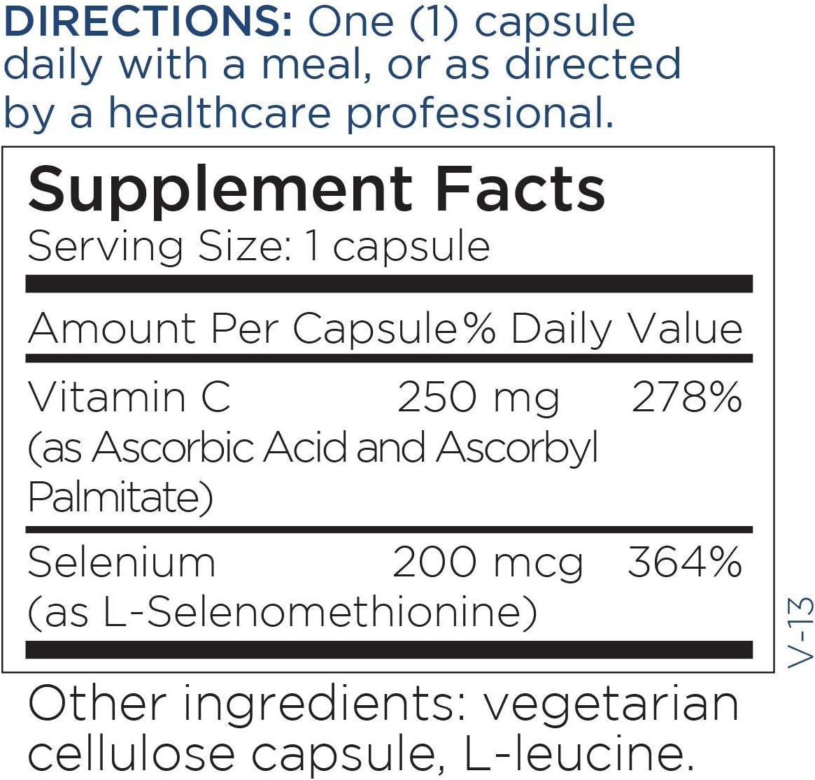Highly Bioavailable Selenium Supplement with Vitamin C for Detox, Immune, and Antioxidant Support - 90 Capsules