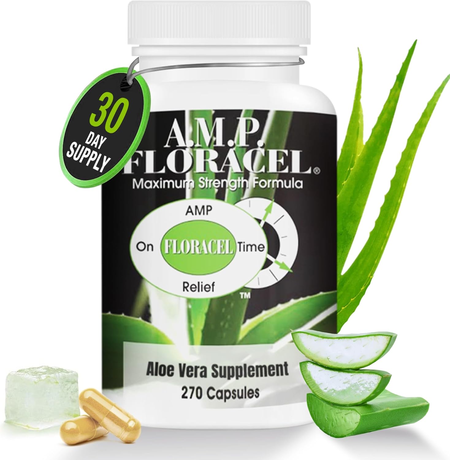 Highly Concentrated Aloe Vera Supplement for Gut Health and Digestive Wellness - AMP Floracel Aloe Mucilaginous Polysaccharides and Soy Lecithin Powder