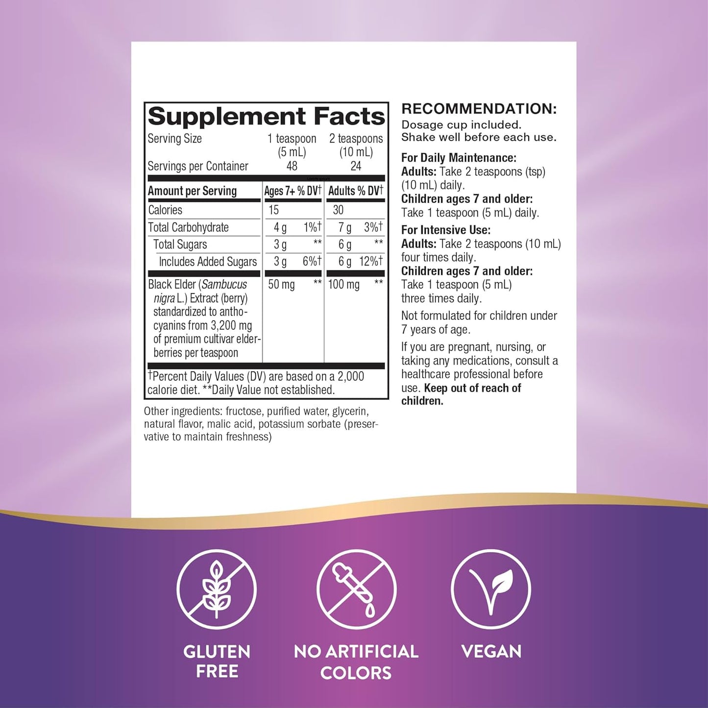 Highly Concentrated Black Elderberry Extract Immune Syrup - 8 Fl Oz