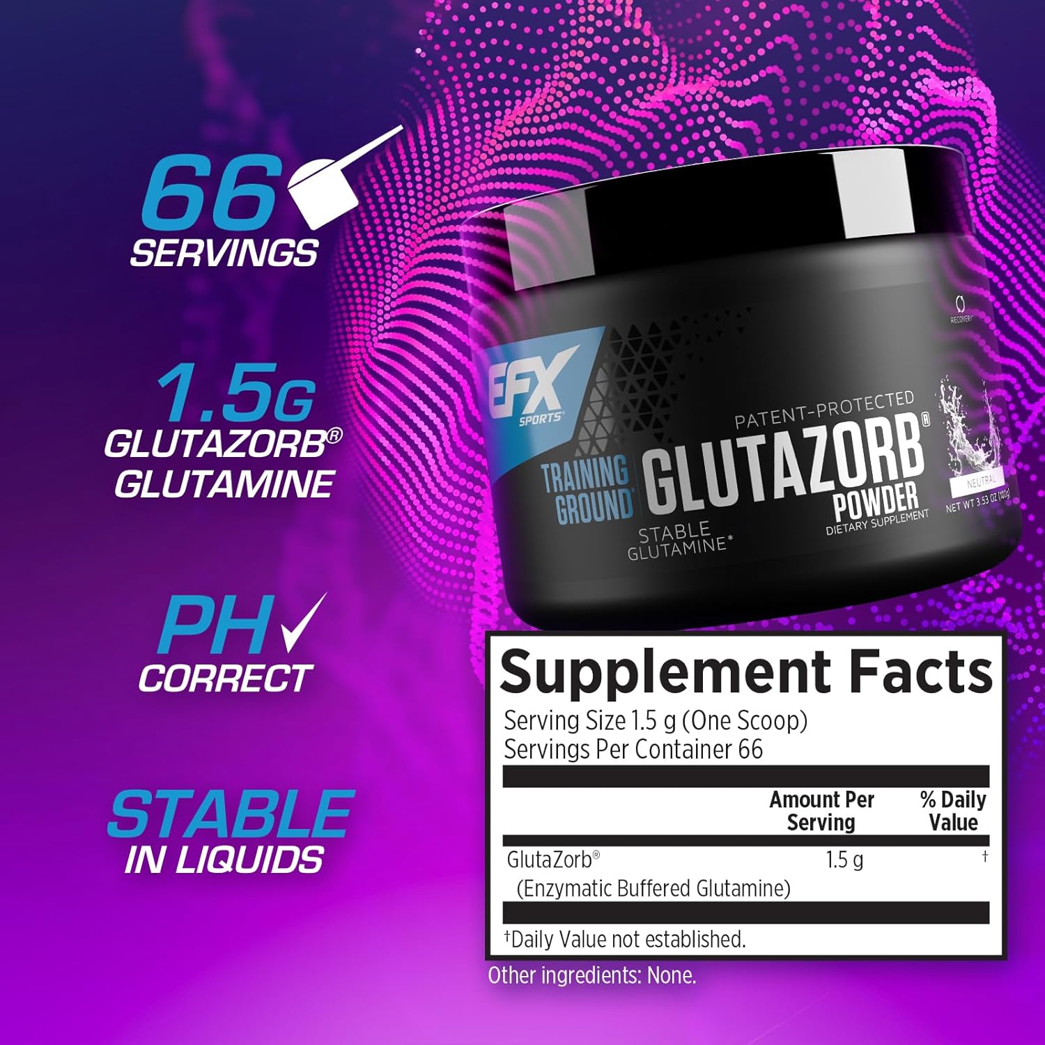 Highly Concentrated Glutamine Supplement for Digestion & Immune Support - EFX Sports Training Ground Glutazorb Powder - 66 Servings