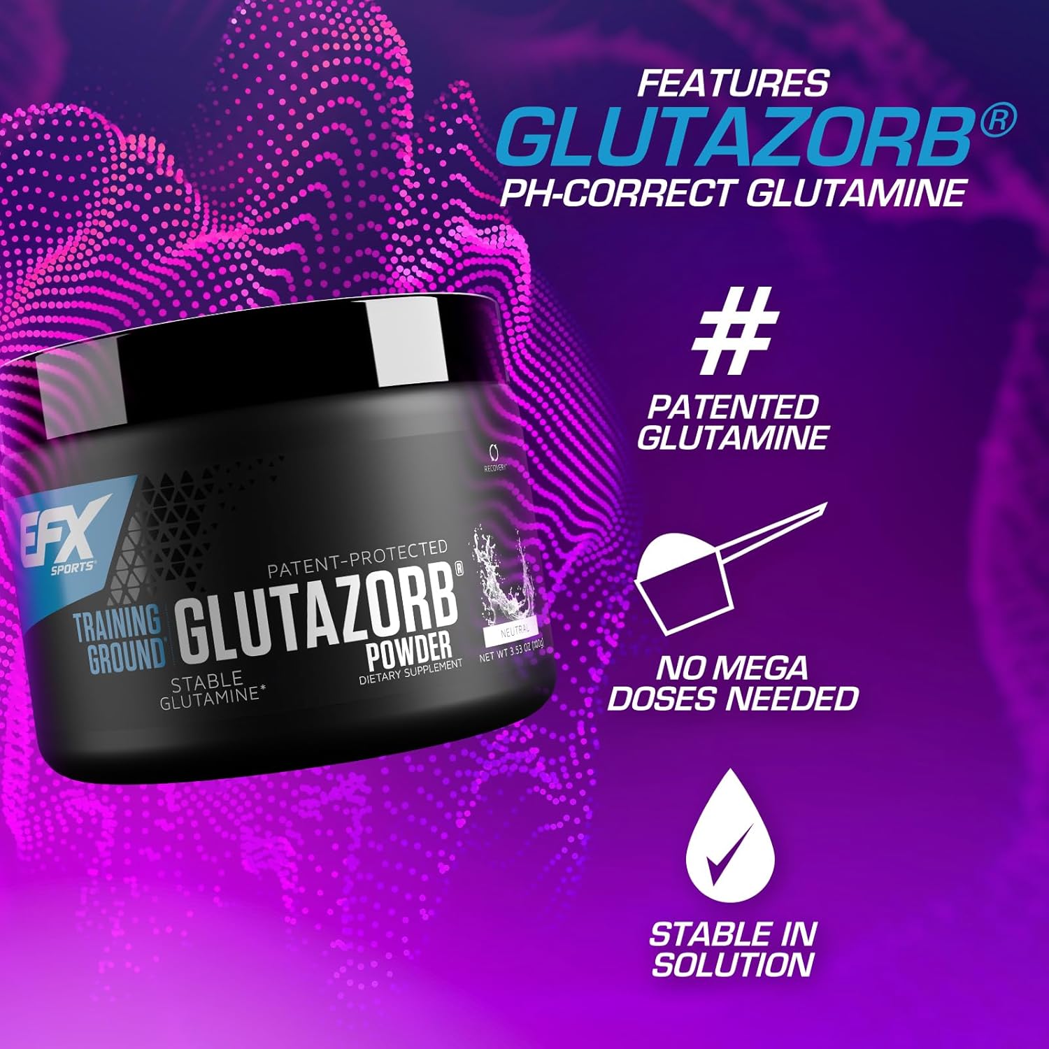 Highly Concentrated Glutamine Supplement for Digestion & Immune Support - EFX Sports Training Ground Glutazorb Powder - 66 Servings