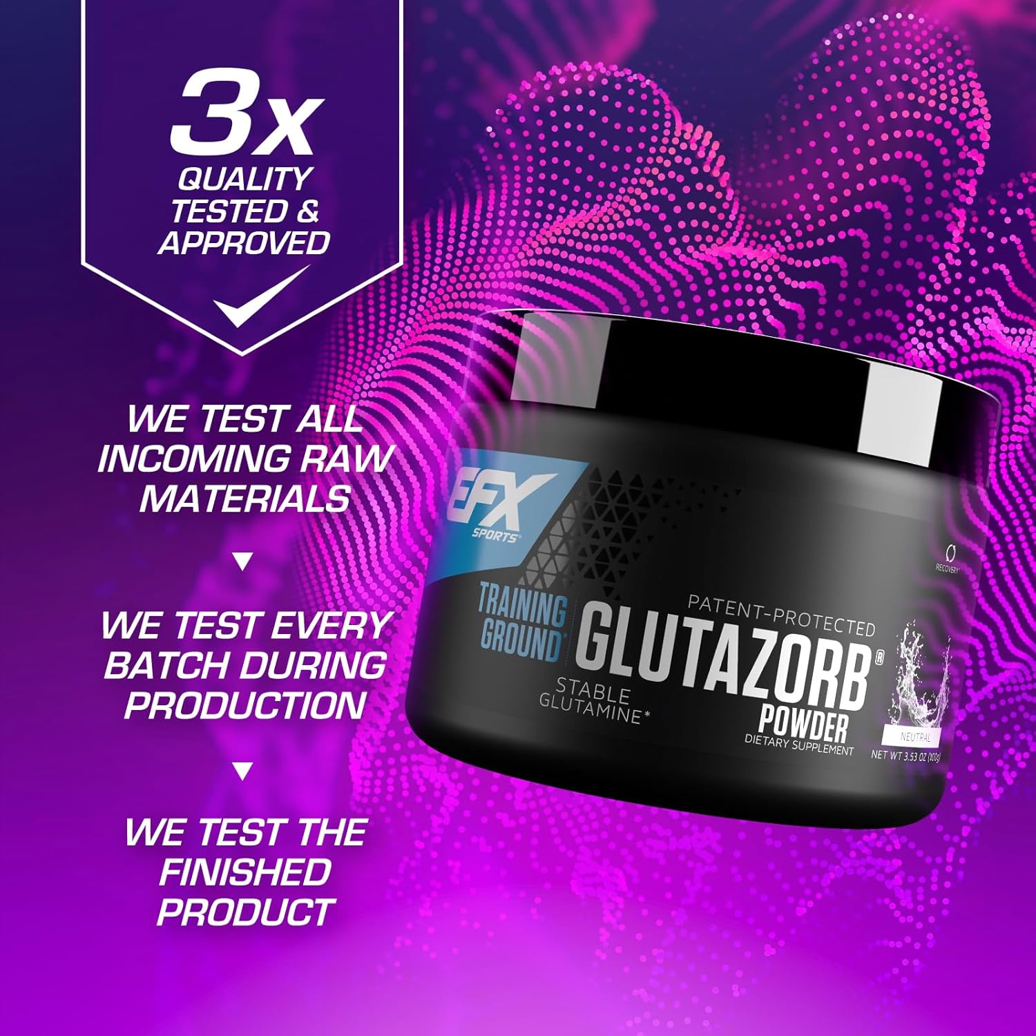 Highly Concentrated Glutamine Supplement for Digestion & Immune Support - EFX Sports Training Ground Glutazorb Powder - 66 Servings