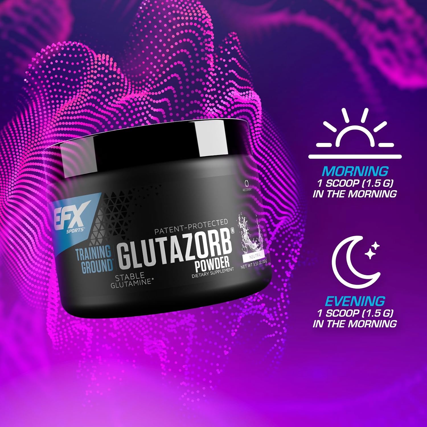 Highly Concentrated Glutamine Supplement for Digestion & Immune Support - EFX Sports Training Ground Glutazorb Powder - 66 Servings