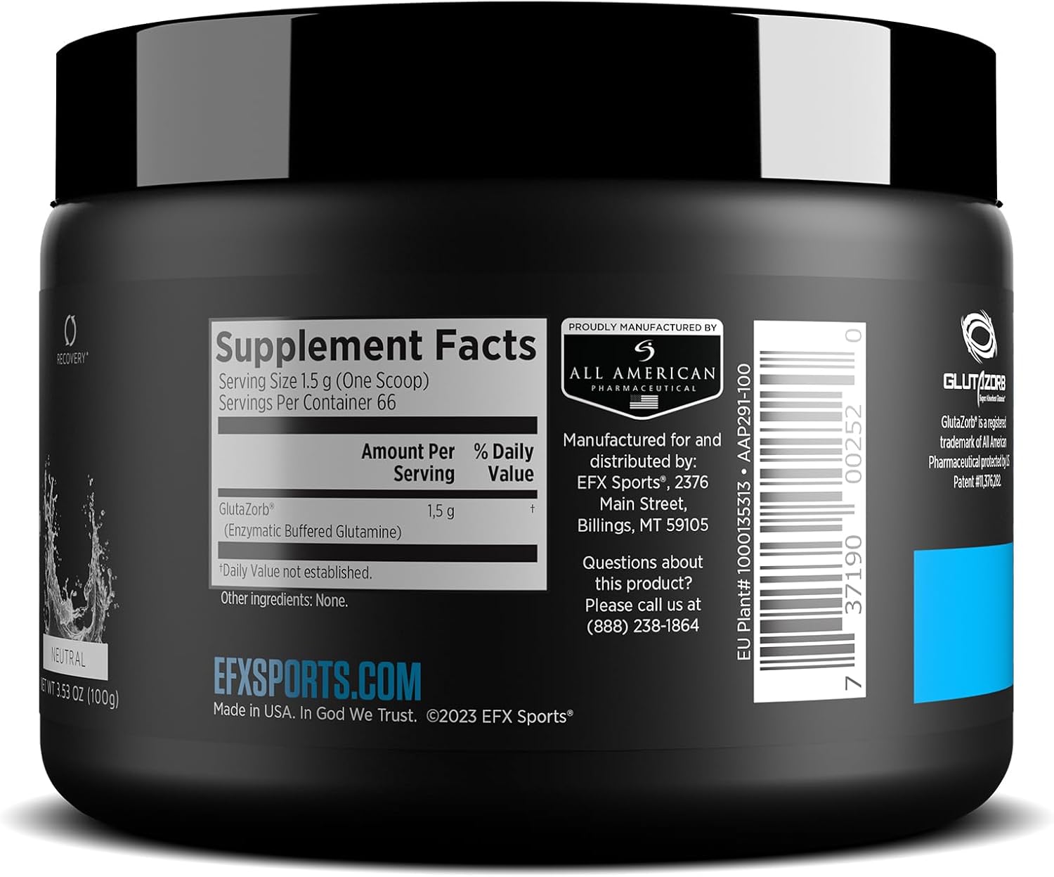 Highly Concentrated Glutamine Supplement for Digestion & Immune Support - EFX Sports Training Ground Glutazorb Powder - 66 Servings