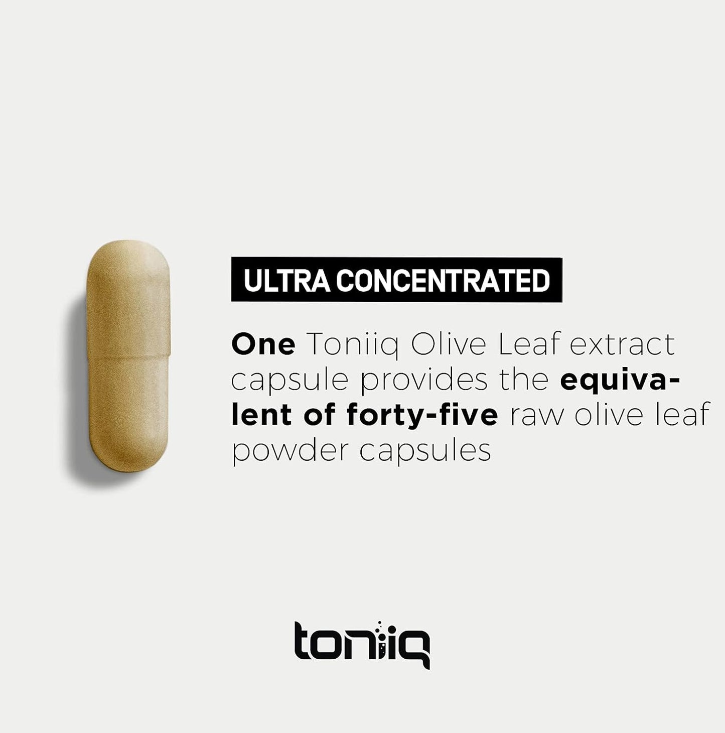 Highly Concentrated Olive Leaf Extract Capsules - Ultra Potent 45:1 Extract with 50% Oleuropein - 3rd Party Tested - 120 Caps