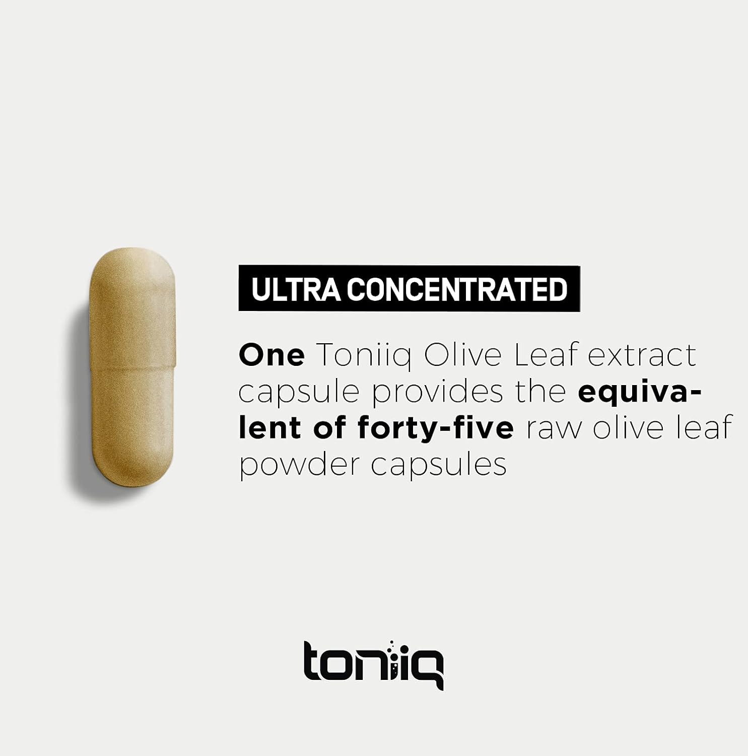 Highly Concentrated Olive Leaf Extract Capsules - Ultra Potent 45:1 Extract with 50% Oleuropein - 3rd Party Tested - 120 Caps