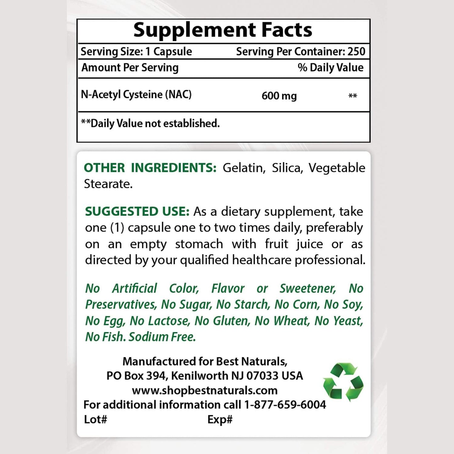 Highly Effective Best Naturals 5-HTP 200 mg with NAC 600 mg - N Acetyl Cysteine Supplement