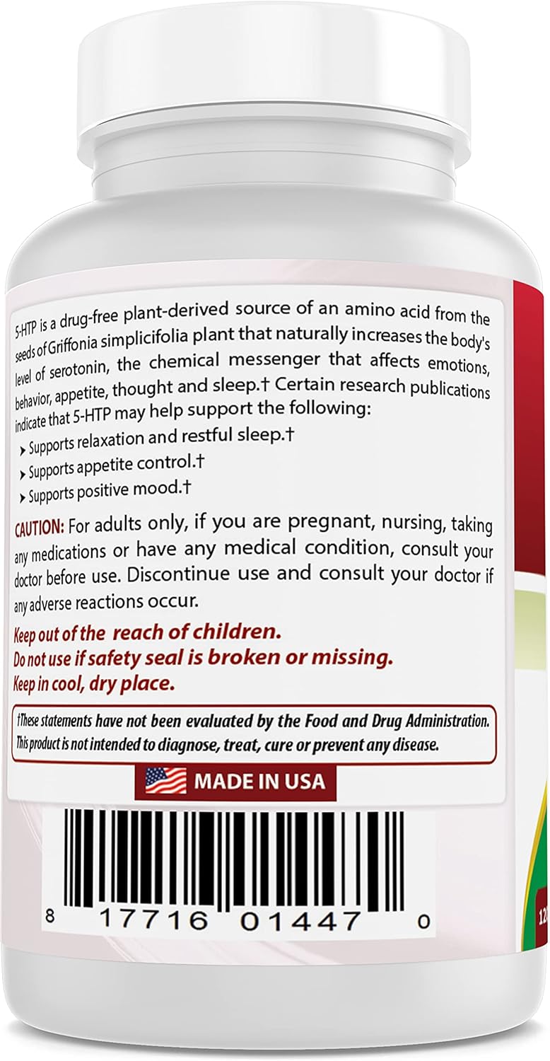 Highly Effective Best Naturals 5-HTP 200 mg with NAC 600 mg - N Acetyl Cysteine Supplement