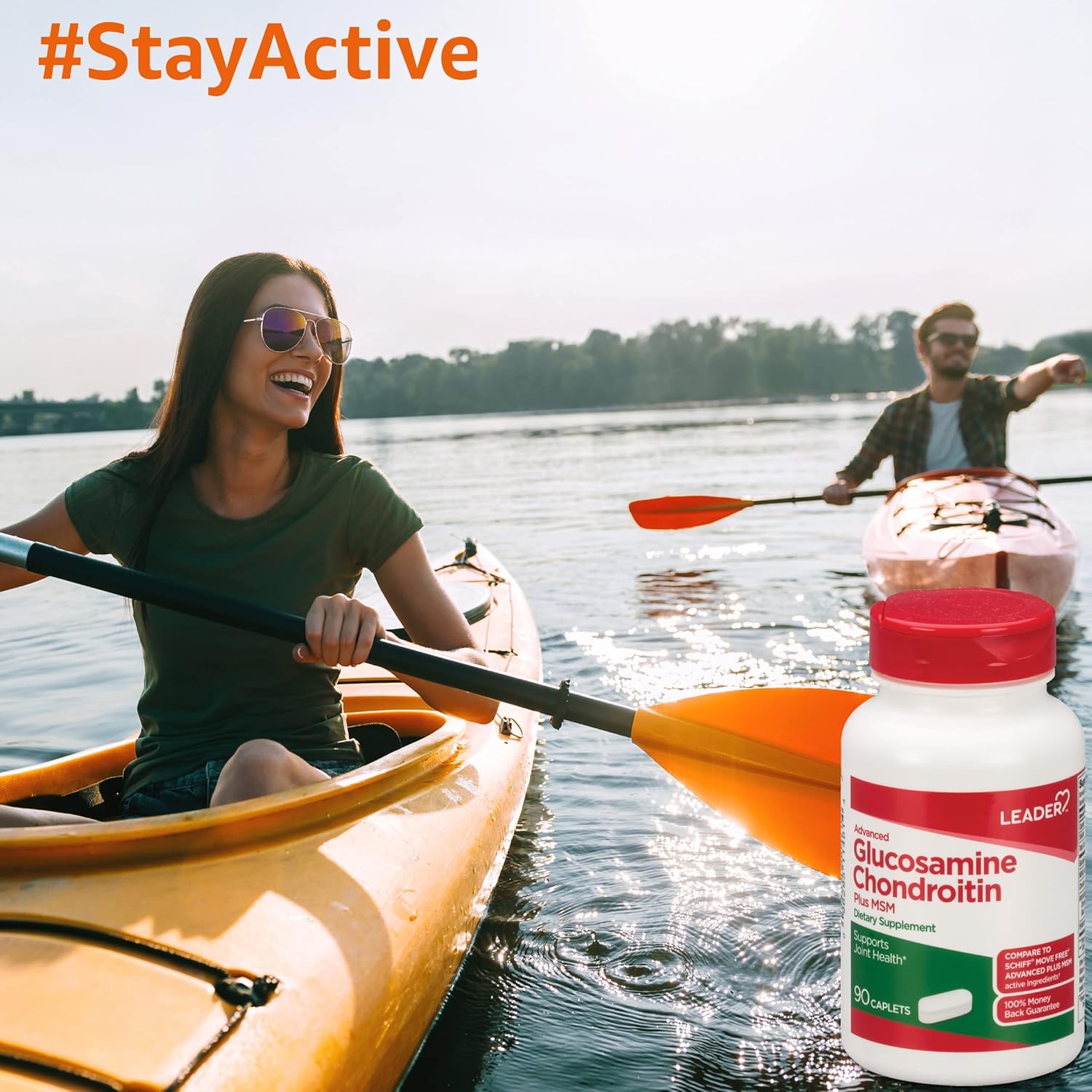 Highly Effective Glucosamine Chondroitin Plus MSM Supplement - 90 Caplets, Comparable to Schiff Move Free Advanced + MSM