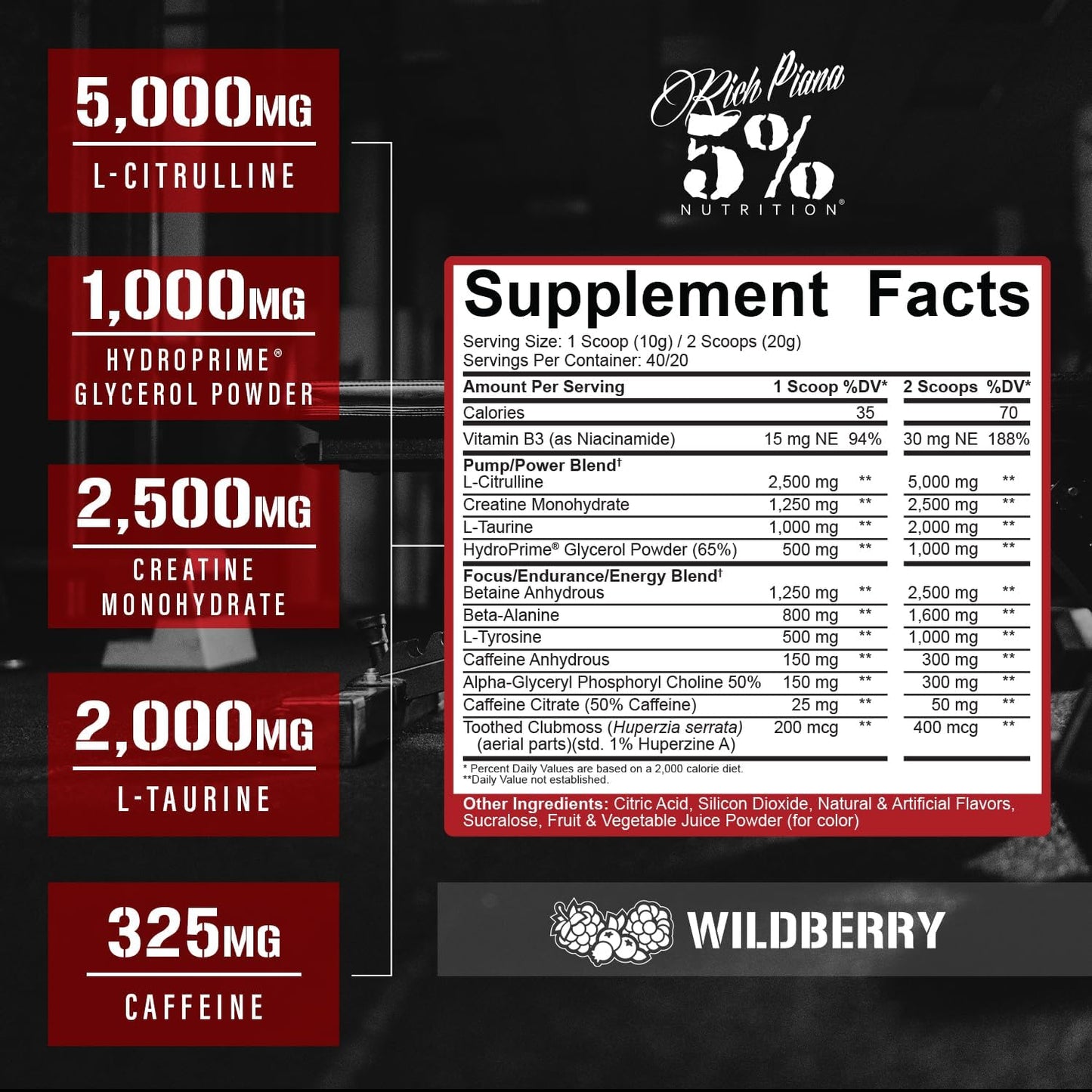 Highly Effective Pre-Workout Powder with Creatine, Caffeine, Beta Alanine, and Hydroprime Glycerol for Pump, Strength, and Endurance - 14.11 oz, 40 Servings (Wildberry Flavor)