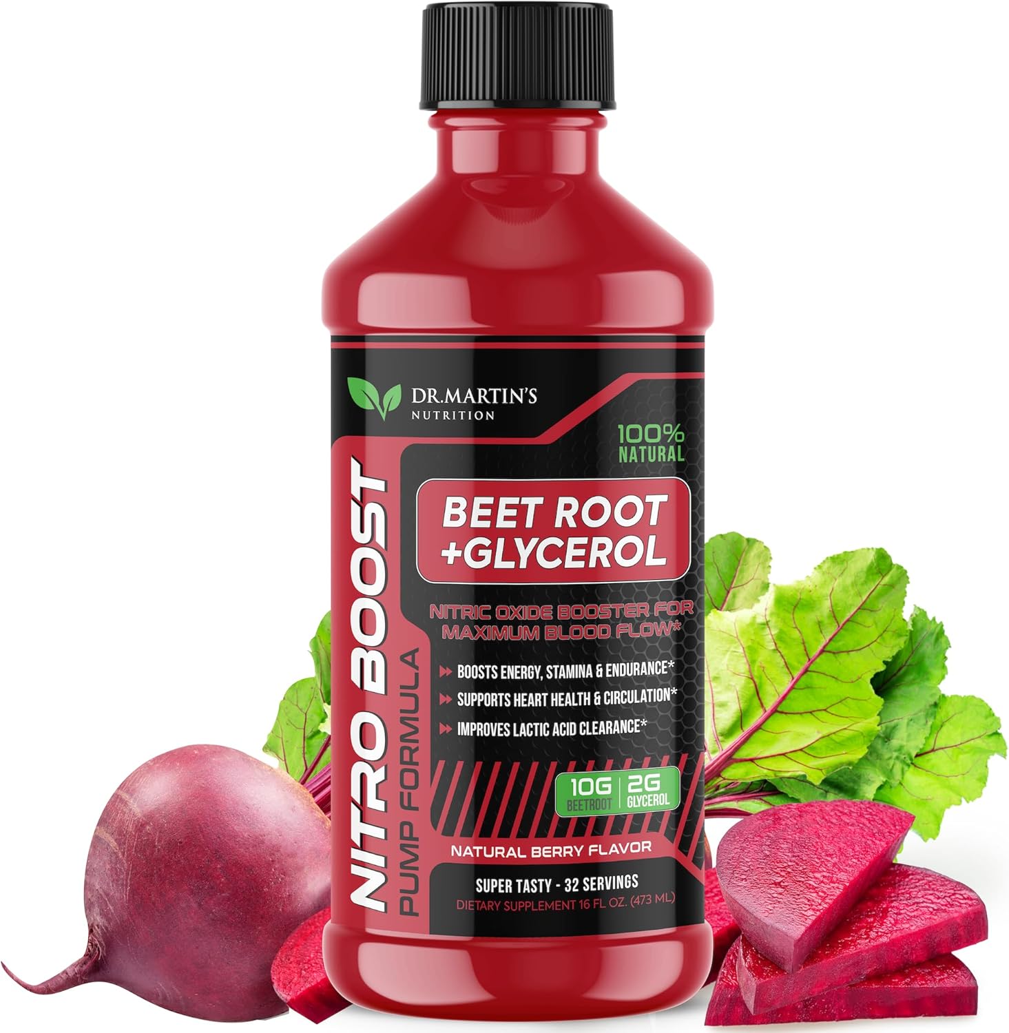 Highly Potent NitroBeet 12,000mg | Beet Root with Glycerol | Improves Lactic Acid Clearance | Supports Heart Health | Beetroot Supplement for Men & Women