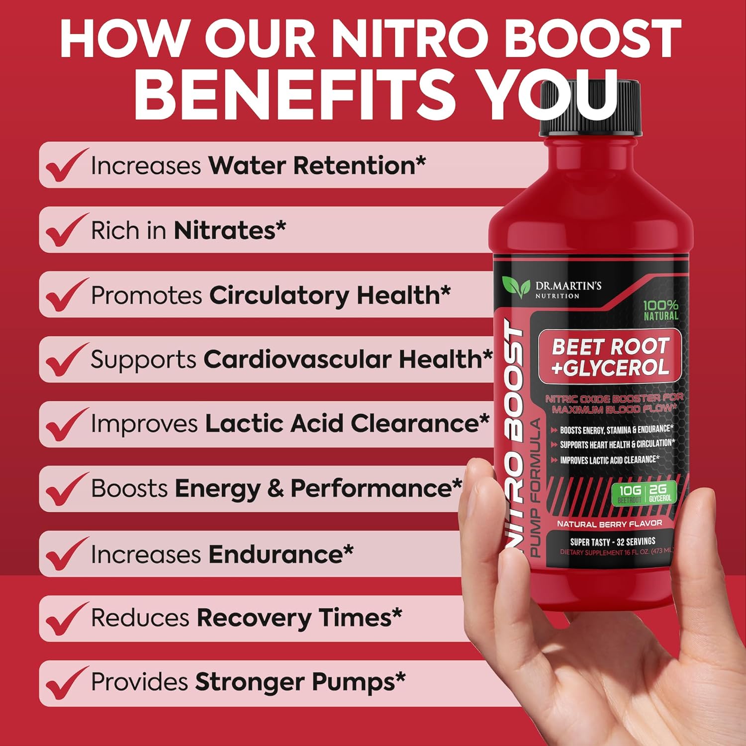 Highly Potent NitroBeet 12,000mg | Beet Root with Glycerol | Improves Lactic Acid Clearance | Supports Heart Health | Beetroot Supplement for Men & Women