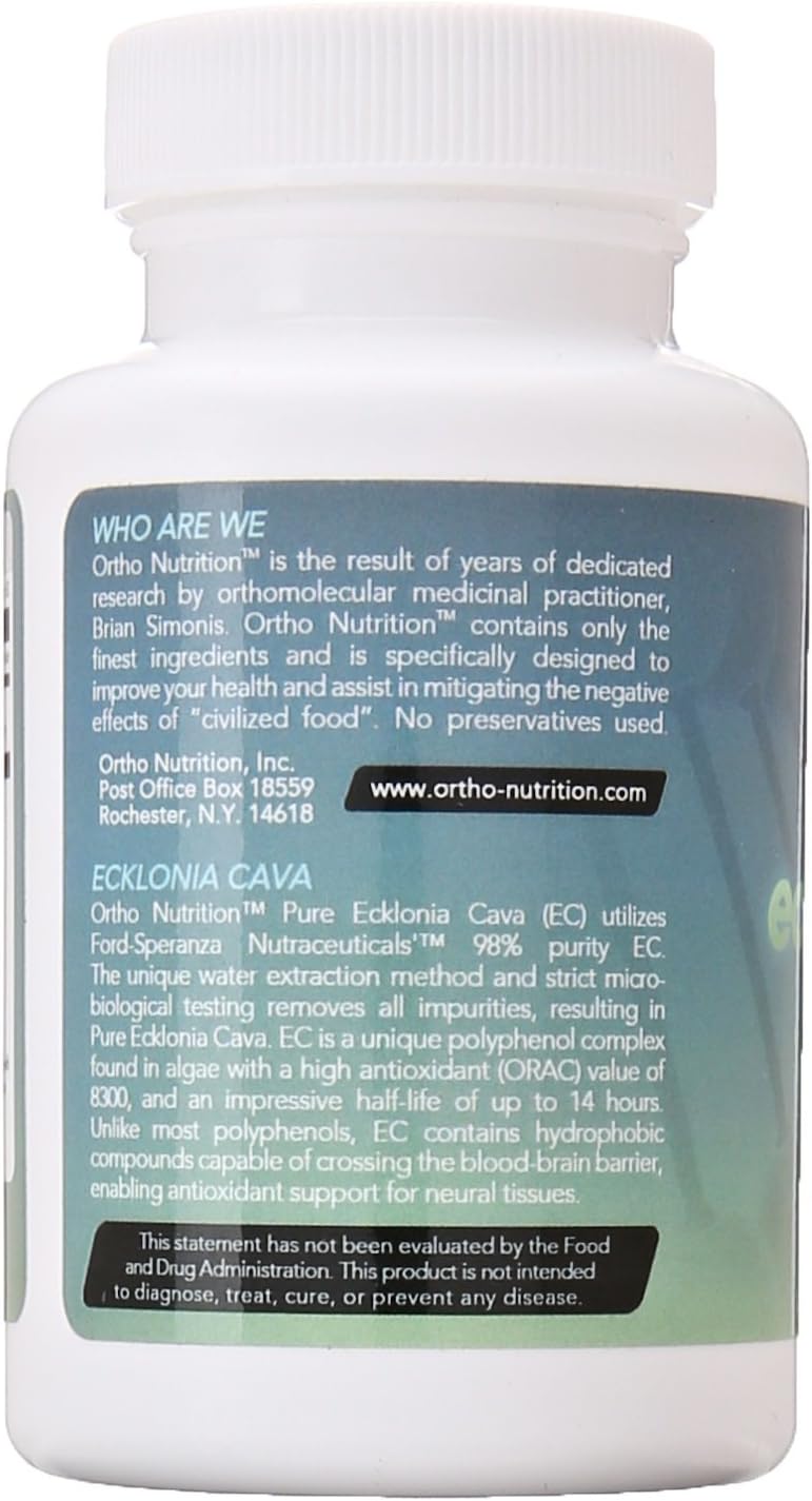 Highly Pure Ecklonia Cava Extract with 50% Polyphenols - 320mg Daily Serving - 60 Capsules