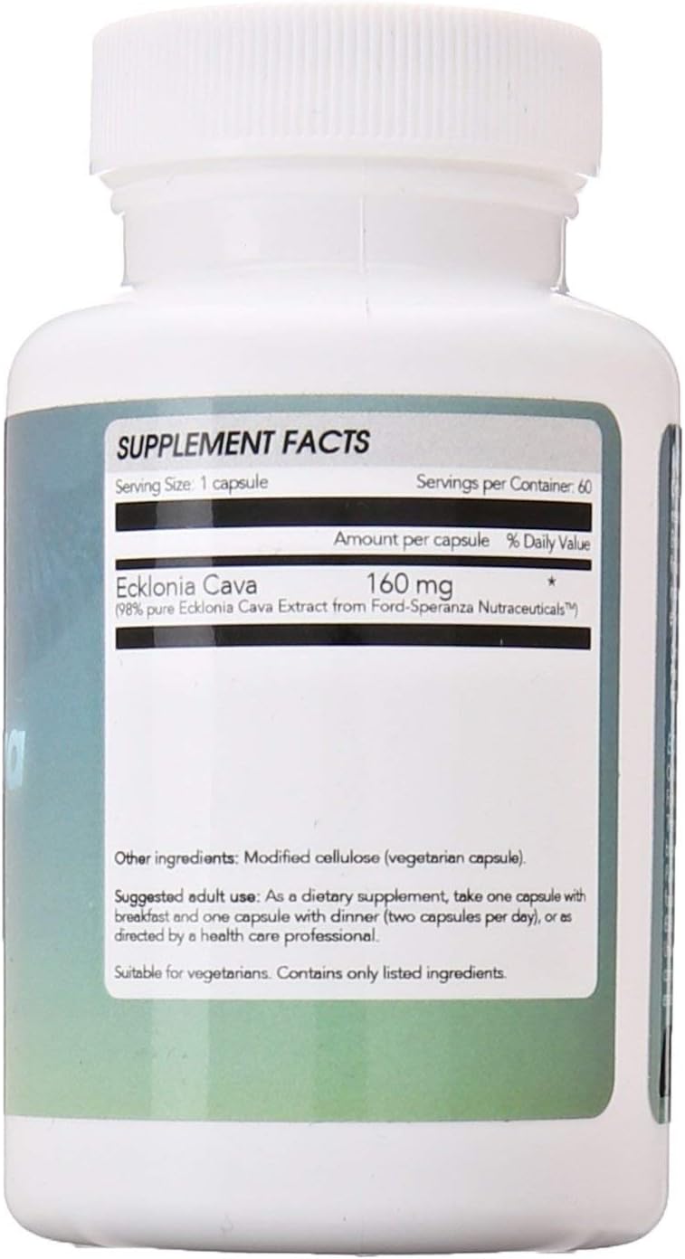 Highly Pure Ecklonia Cava Extract with 50% Polyphenols - 320mg Daily Serving - 60 Capsules