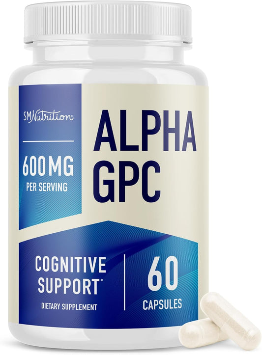 Highly Purified Alpha GPC 600mg Brain Supplement for Memory & Focus Support - Vegan, Non-GMO, 60 Capsules