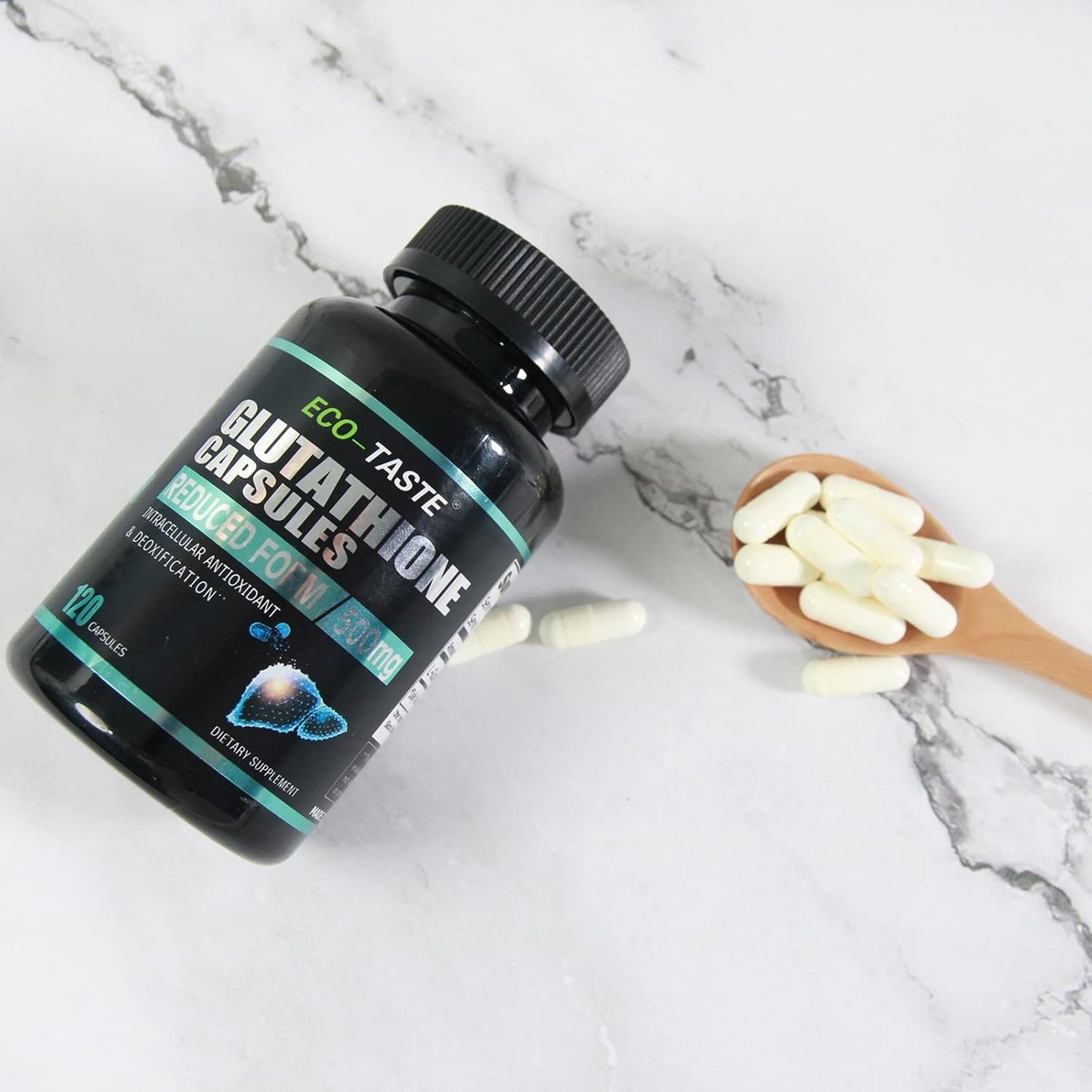 Highly Purified ECO-TASTE Glutathione Supplement - Reduced Form, 120 Capsules for Enhanced Absorption