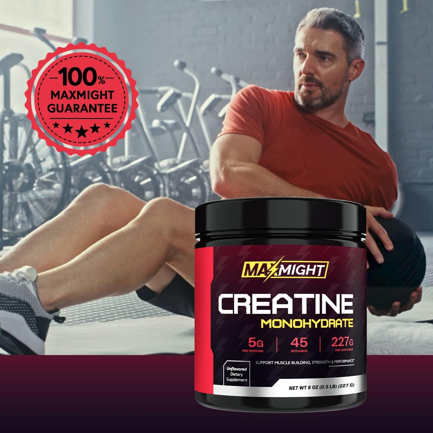 Highly Soluble Unflavored Creatine Monohydrate Powder for Muscle Building, 5g Per Serving, Micronized Formula for Enhanced Performance, 45 Servings for Men & Women