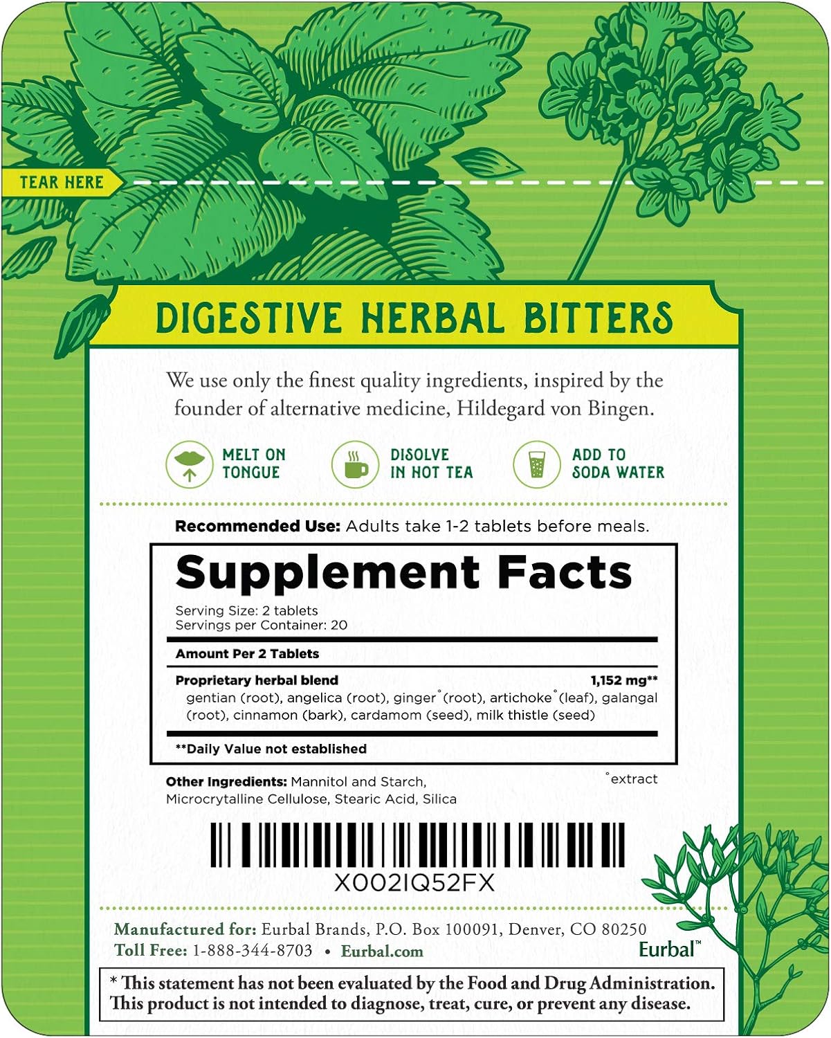 Hildegard's Original Bitters Tablets: Herbal Remedy for Fasting Support, Liver Cleanse, Heartburn Relief & Digestive Health