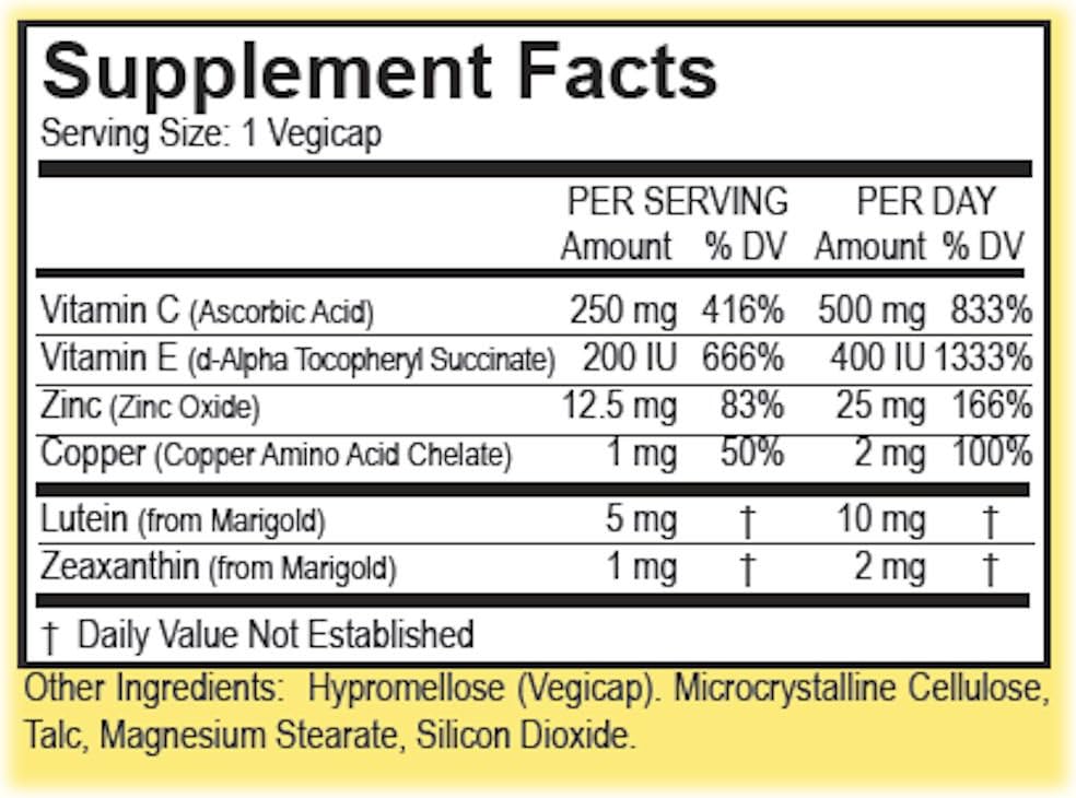 Hillestad Pharmaceuticals Eye Health Supplement - 120 Capsules with AREDS 2 Formula