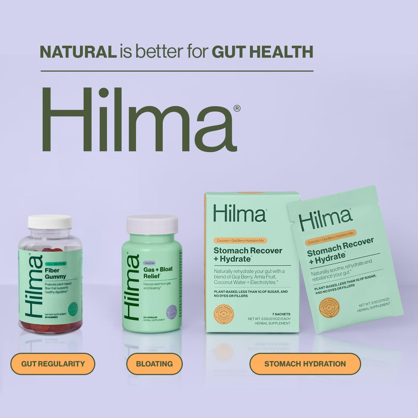 Hilma Prebiotic Fiber Gummies for Women - Daily Gut Health and Regularity Support - Citrus and Berry Flavor - FSA Eligible - 60 Count