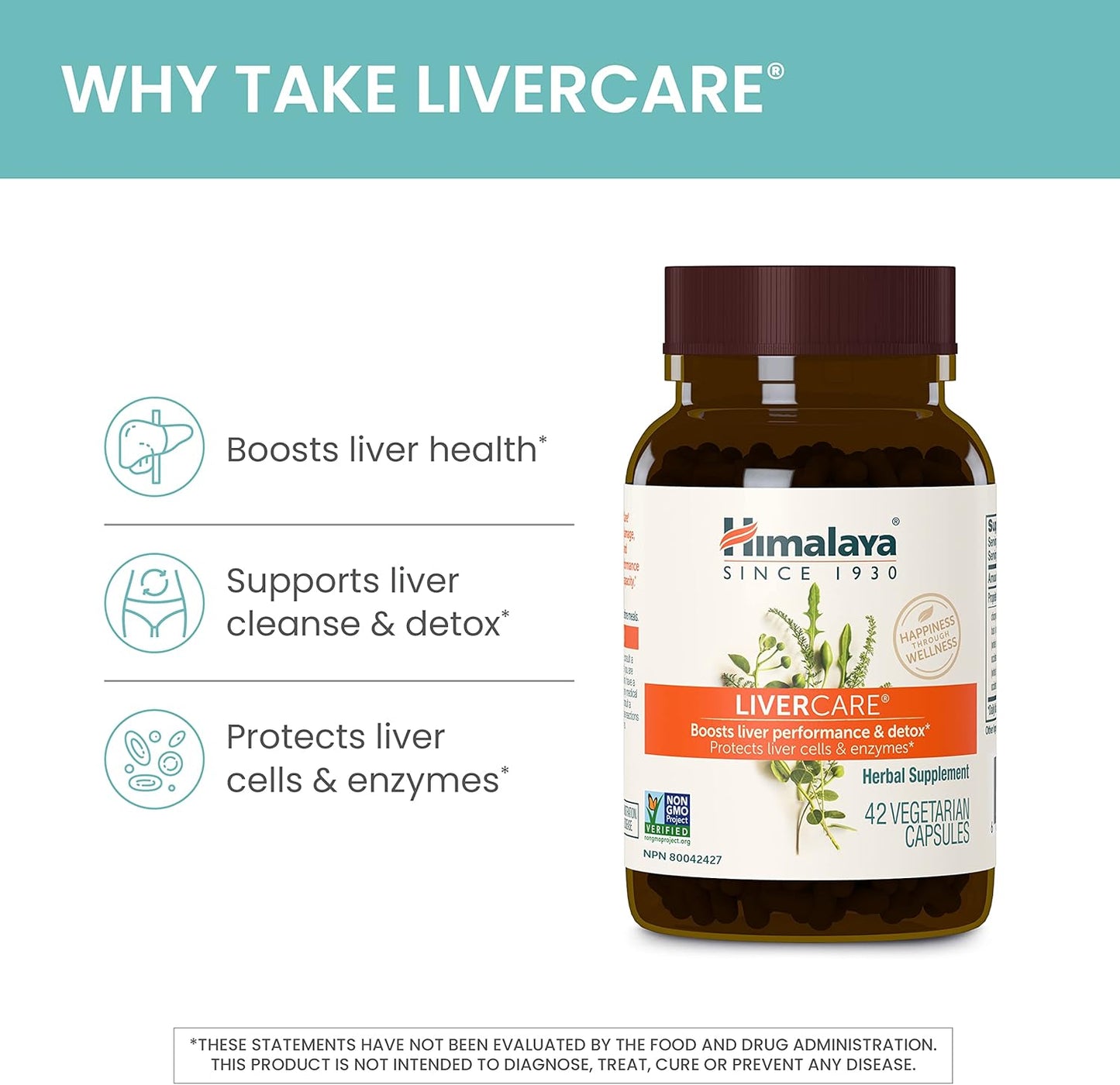 Himalaya LiverCare Capsules - Supports Liver Health, Cleanses & Detoxifies, Protects Cells & Enzymes - 42 Count
