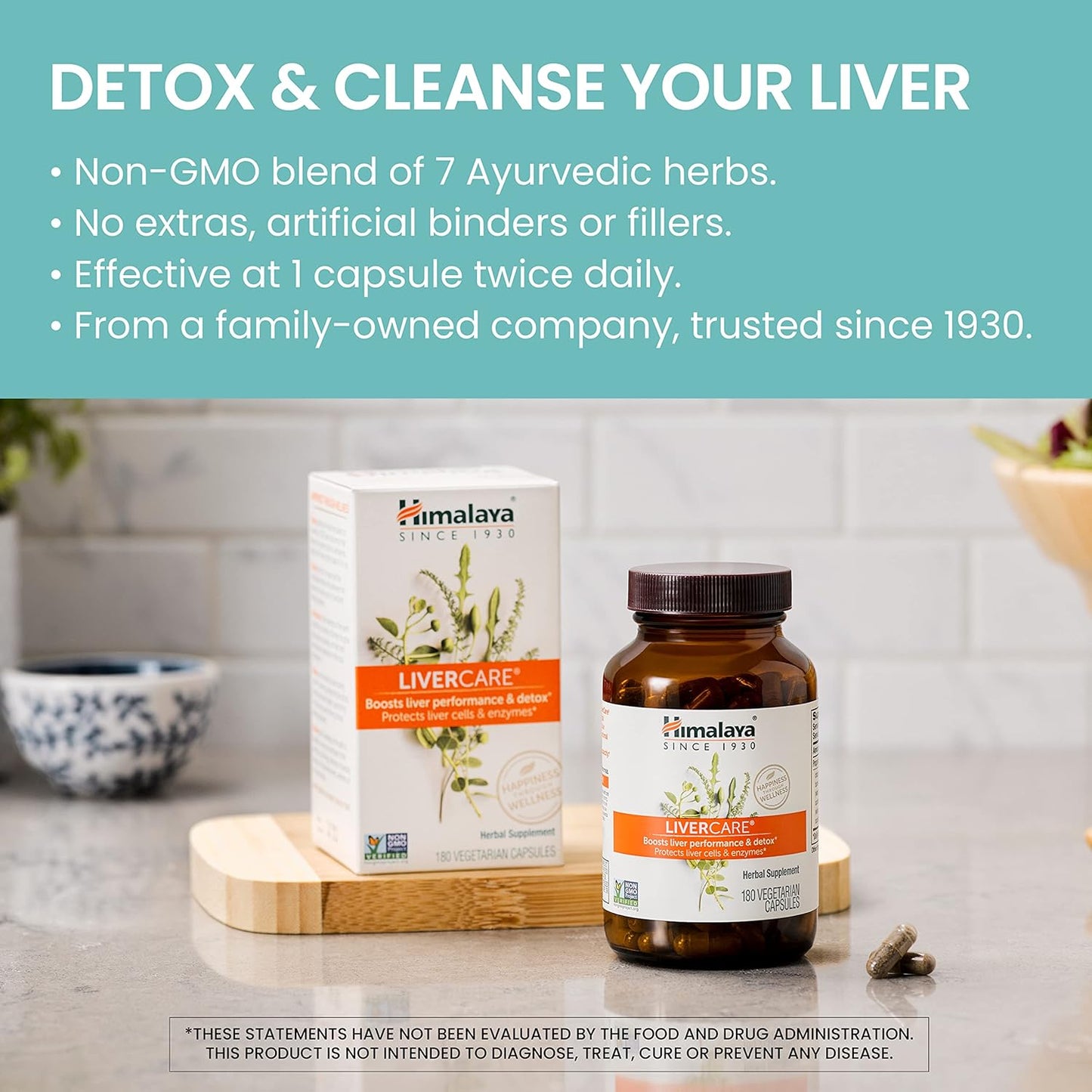 Himalaya LiverCare Herbal Supplement 375mg - Liver Cleanse & Support (2 Pack, 180 Capsules) - Vegan & Non-GMO Formula for Bile Production & Waste Elimination