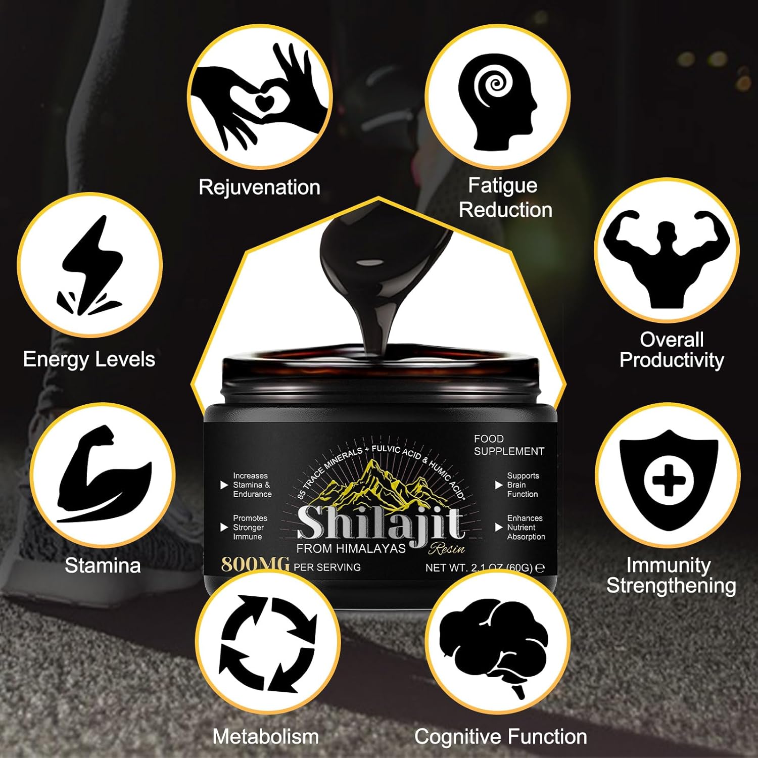 Himalayan Organic Shilajit Resin with 85+ Trace Minerals & Fulvic Acid - Energy and Immune Support for Men and Women - 2.1 OZ (4 Months)