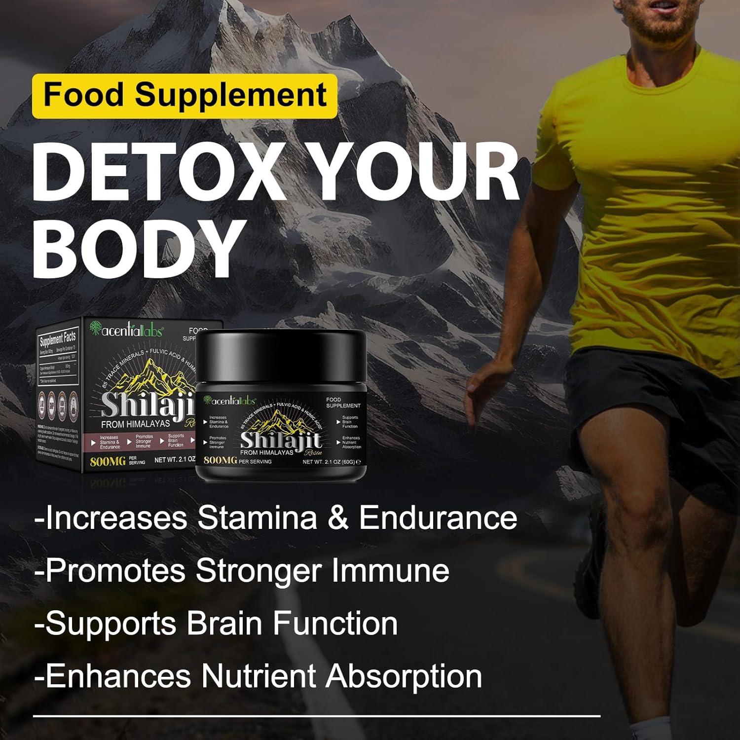 Himalayan Organic Shilajit Resin with 85+ Trace Minerals & Fulvic Acid - Energy and Immune Support for Men and Women - 2.1 OZ (4 Months)