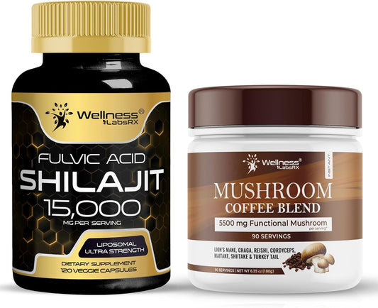 Himalayan Shilajit Capsules with 15,000mg - Mushroom Coffee Infused