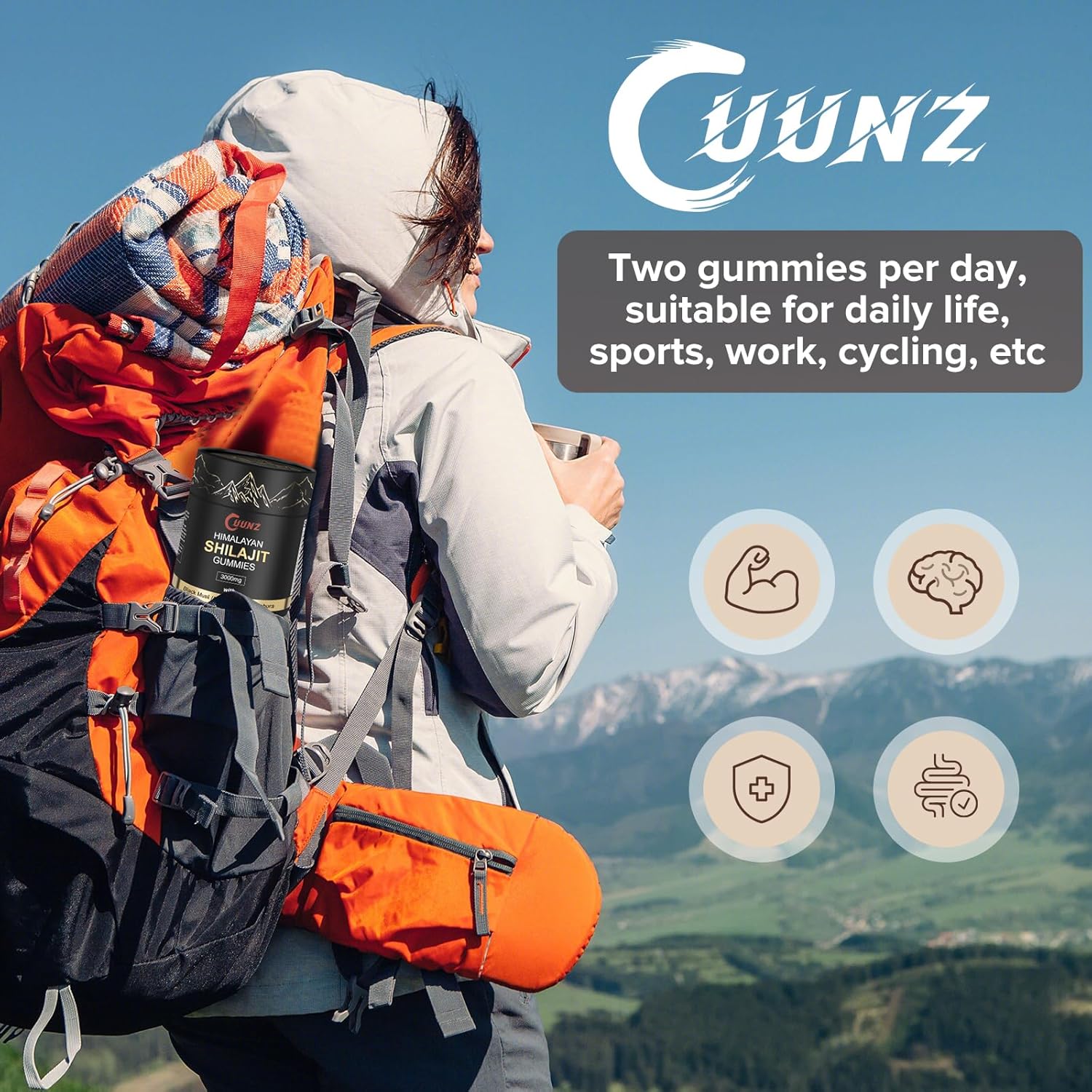 Himalayan Shilajit Gummies Gold with Ashwagandha & Gokshura - 85+ Trace Minerals - Sugar-Free for Men and Women - 60 Gummies