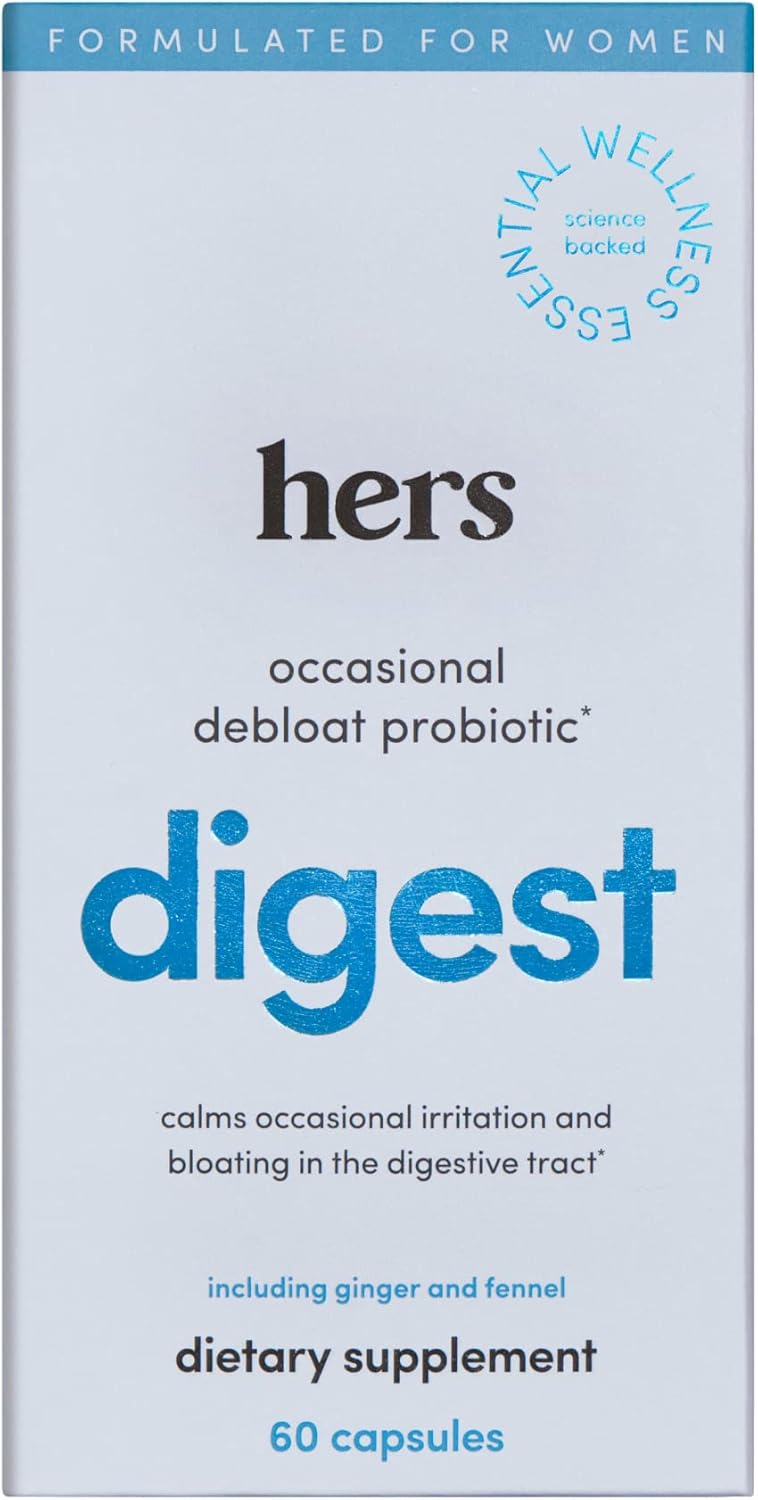HIMS & HERS Women's Probiotic Digest Supplement for Healthy Digestion - 60 Vegetarian Capsules - Debloating Support