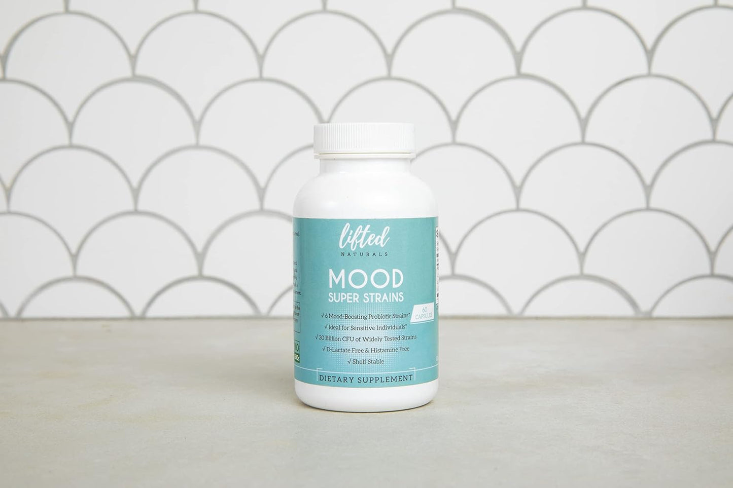 Histamine-Free Mood Super Strains Probiotic - Supports Digestion & Mood - L Rhamnosus GG, 60 Day Supply, Vegan - Lifted Naturals