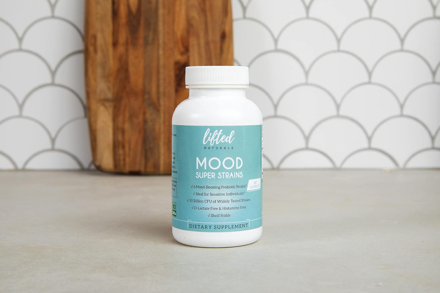 Histamine-Free Mood Super Strains Probiotic - Supports Digestion & Mood - L Rhamnosus GG, 60 Day Supply, Vegan - Lifted Naturals